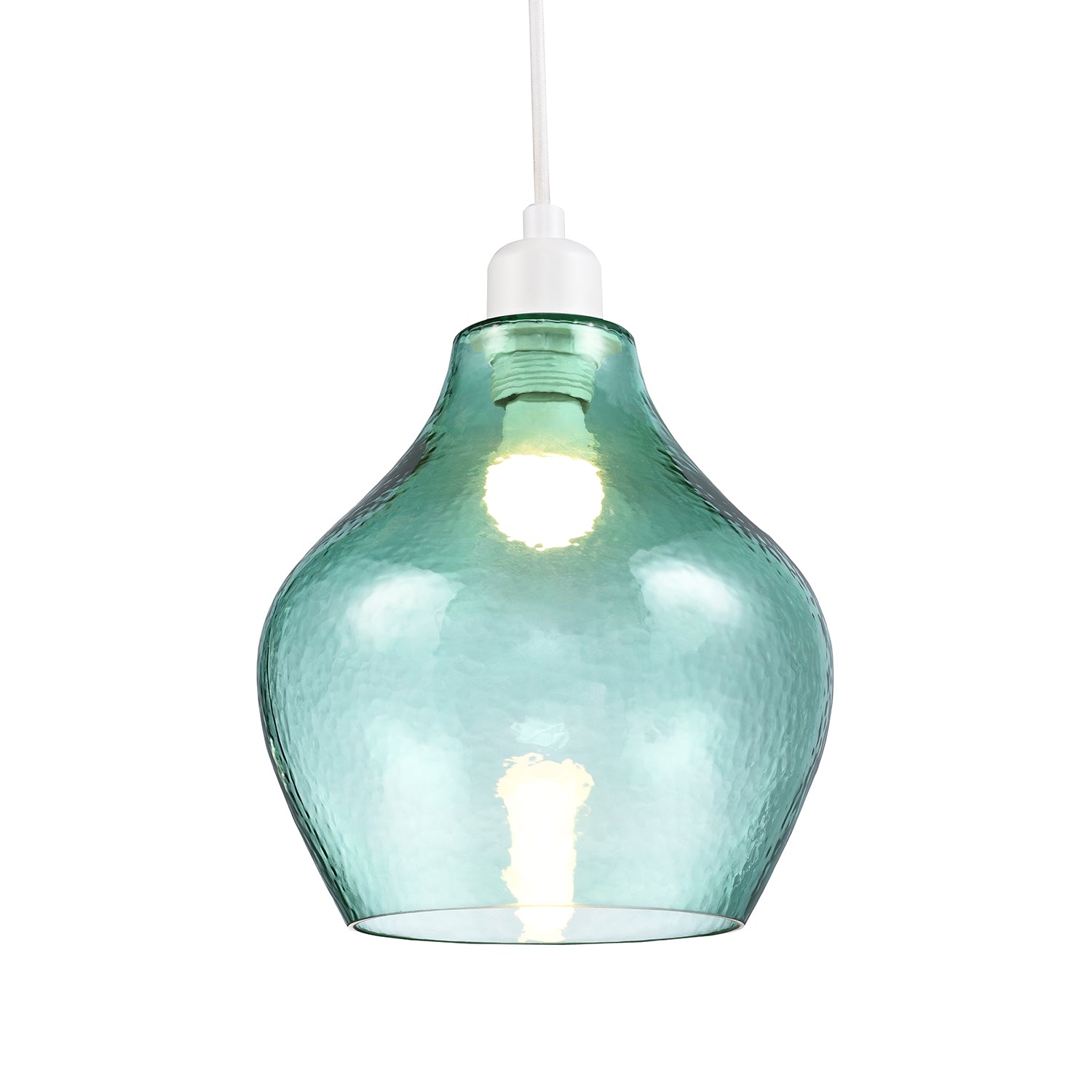 Modern Designer Emerald Light Green Circular Dimpled Glass Pendant Light Shade Image 4