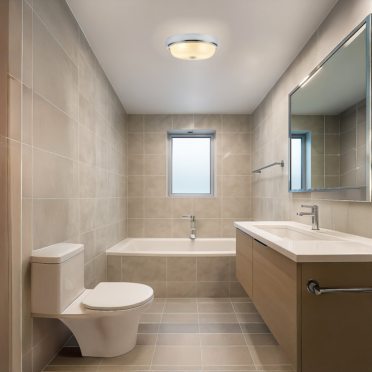 Sensor IP44 Bathroom Ceiling Light in Chrome with Multi Functions Image 7