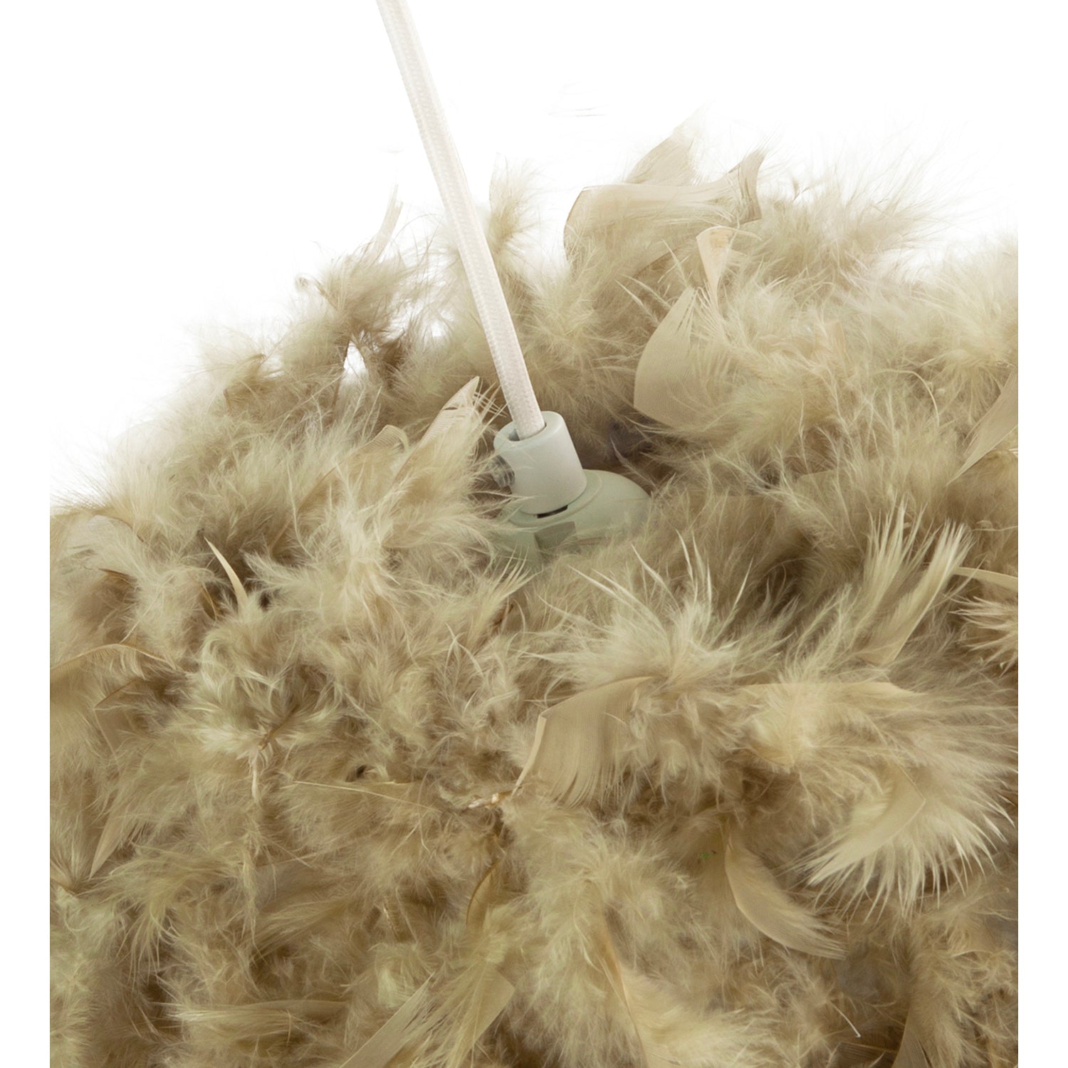 Eye-Catching and Modern Olive Green Feather Decorated Pendant Shade Image 3