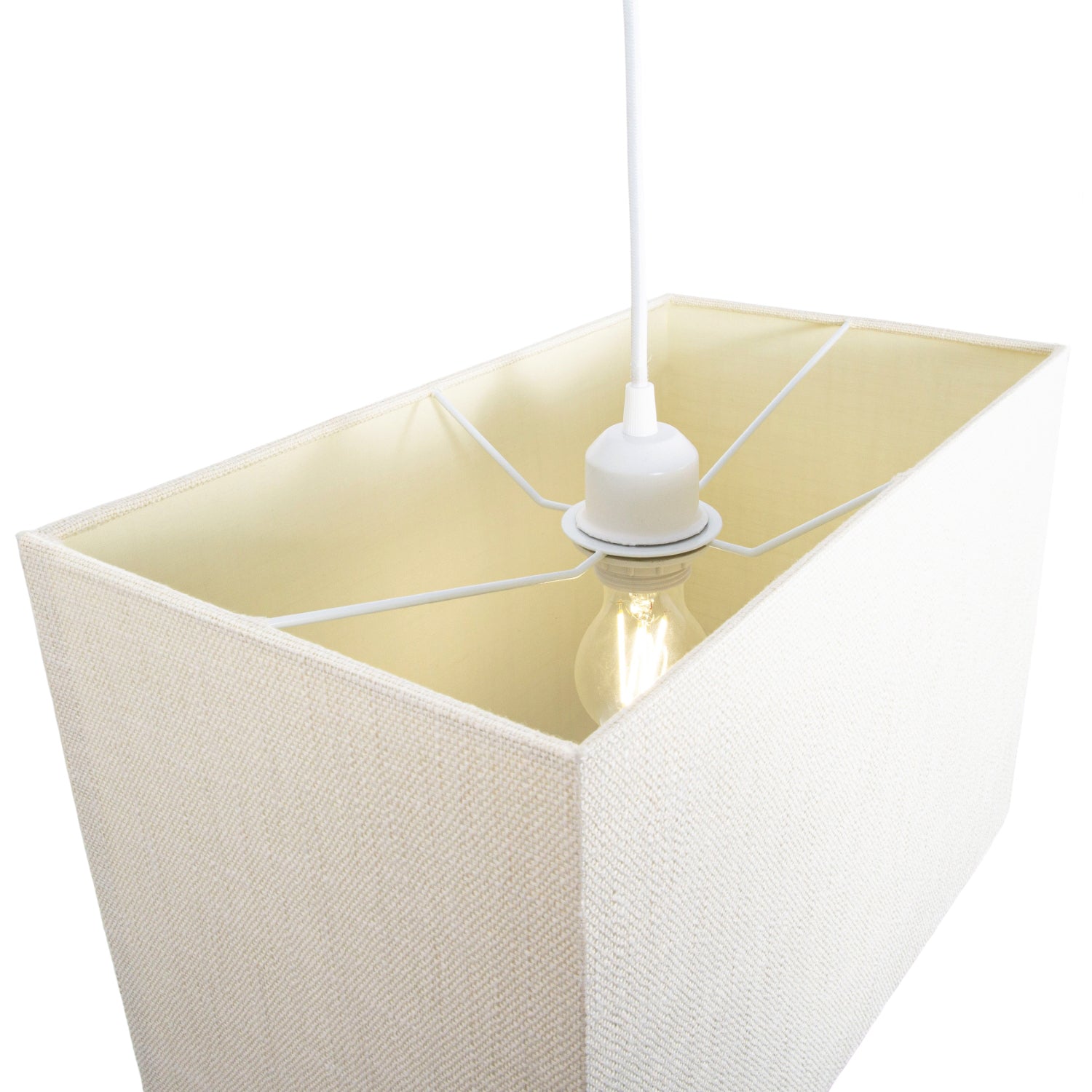 Large Rectangular Cream Linen Fabric Lamp Shade for Table and Floor Lamp Bases Image 3