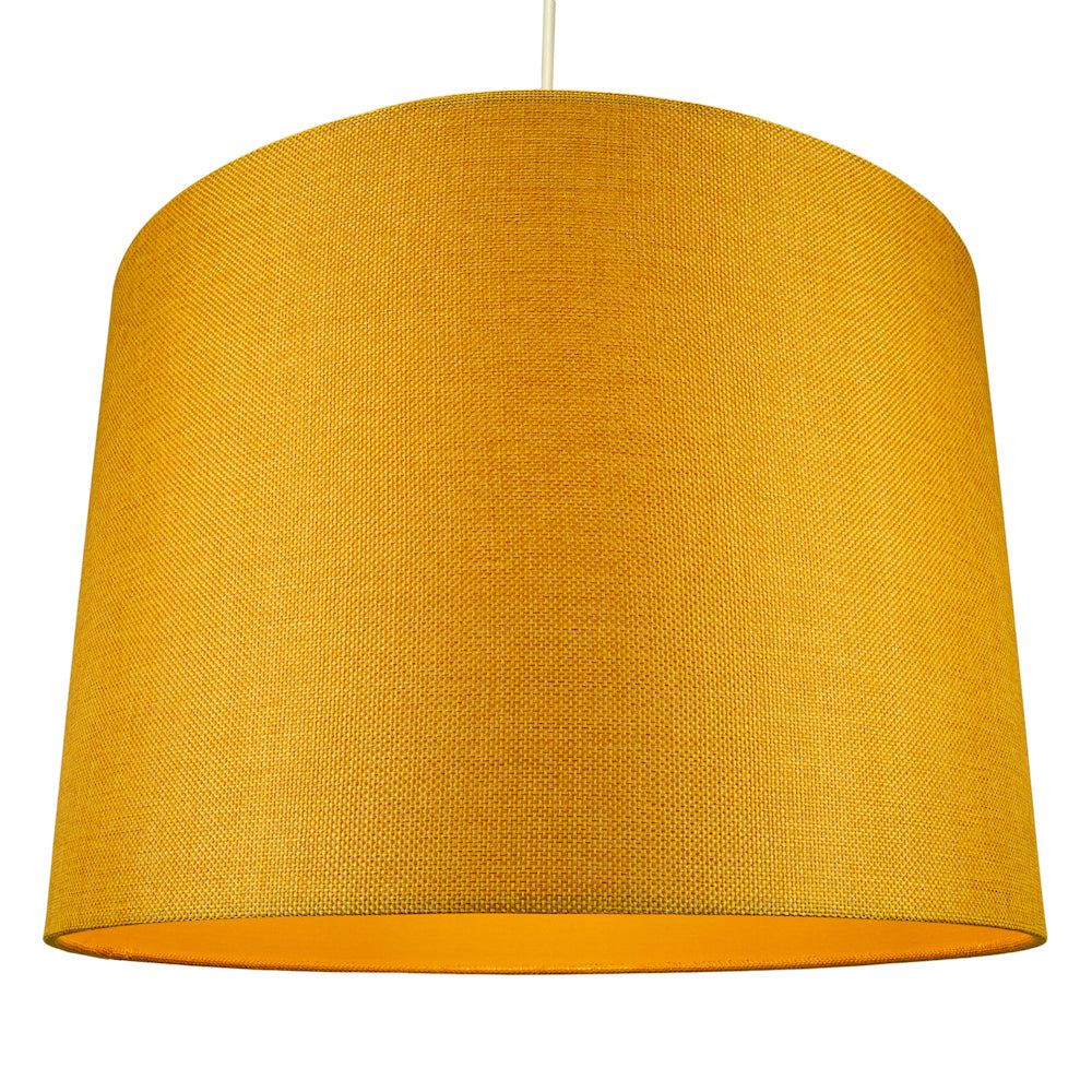 Contemporary and Sleek Ochre Linen 16" Lamp Shade with Cotton Inner Lining Image 2