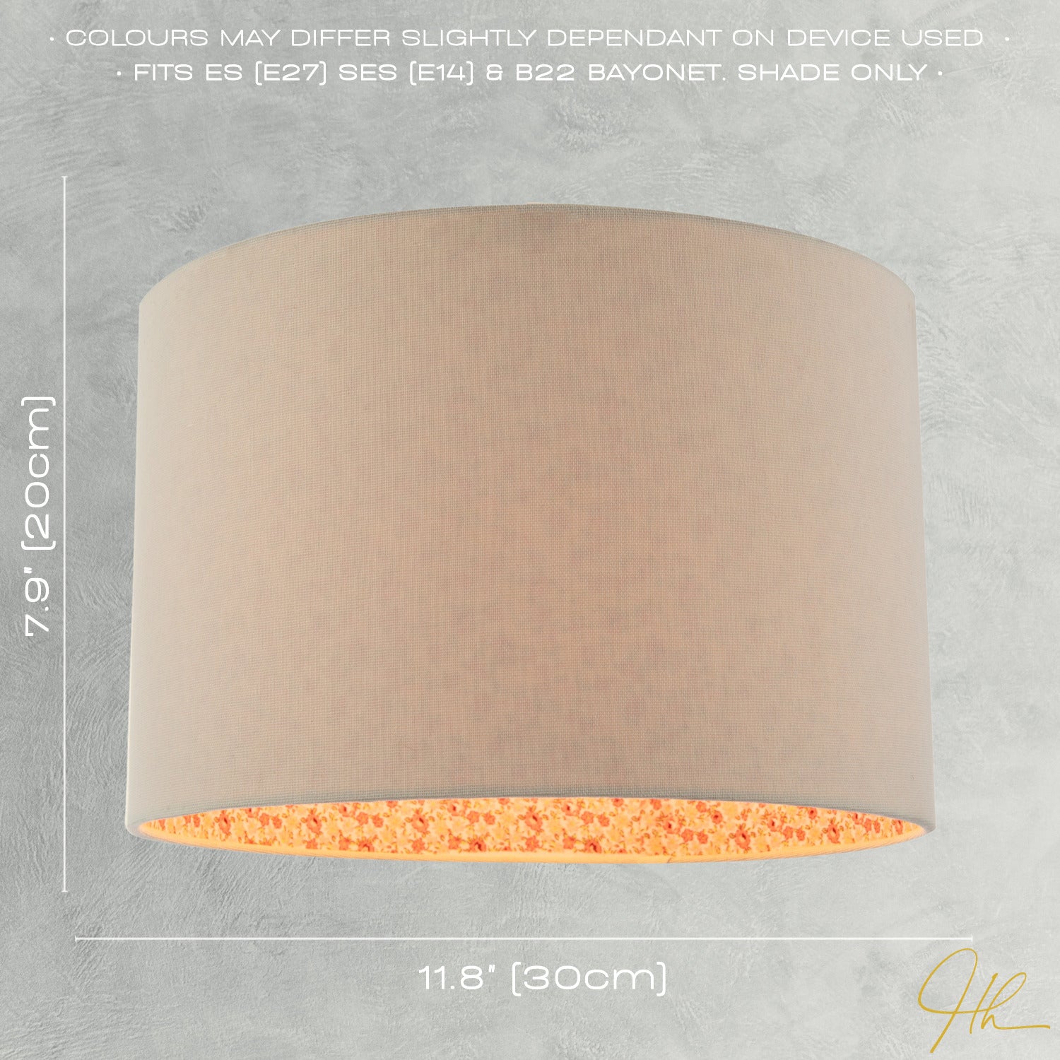 Cream Linen Lamp Shade with Inner Pink and Red Floral Fabric Lining Image 6