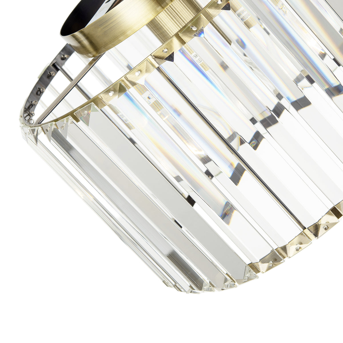 Modern Chic Antique Brass and Clear Crystal Glass Flush Ceiling Light Image 5
