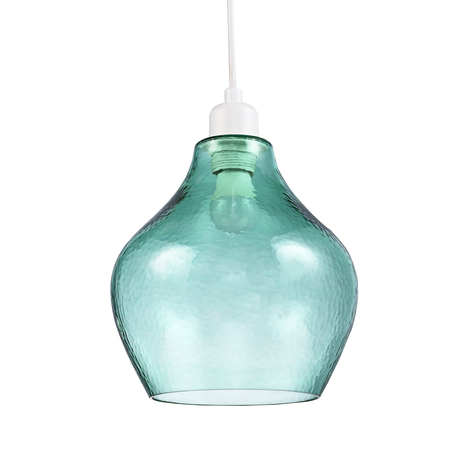 Modern Designer Emerald Light Green Circular Dimpled Glass Pendant Light Shade Image 1