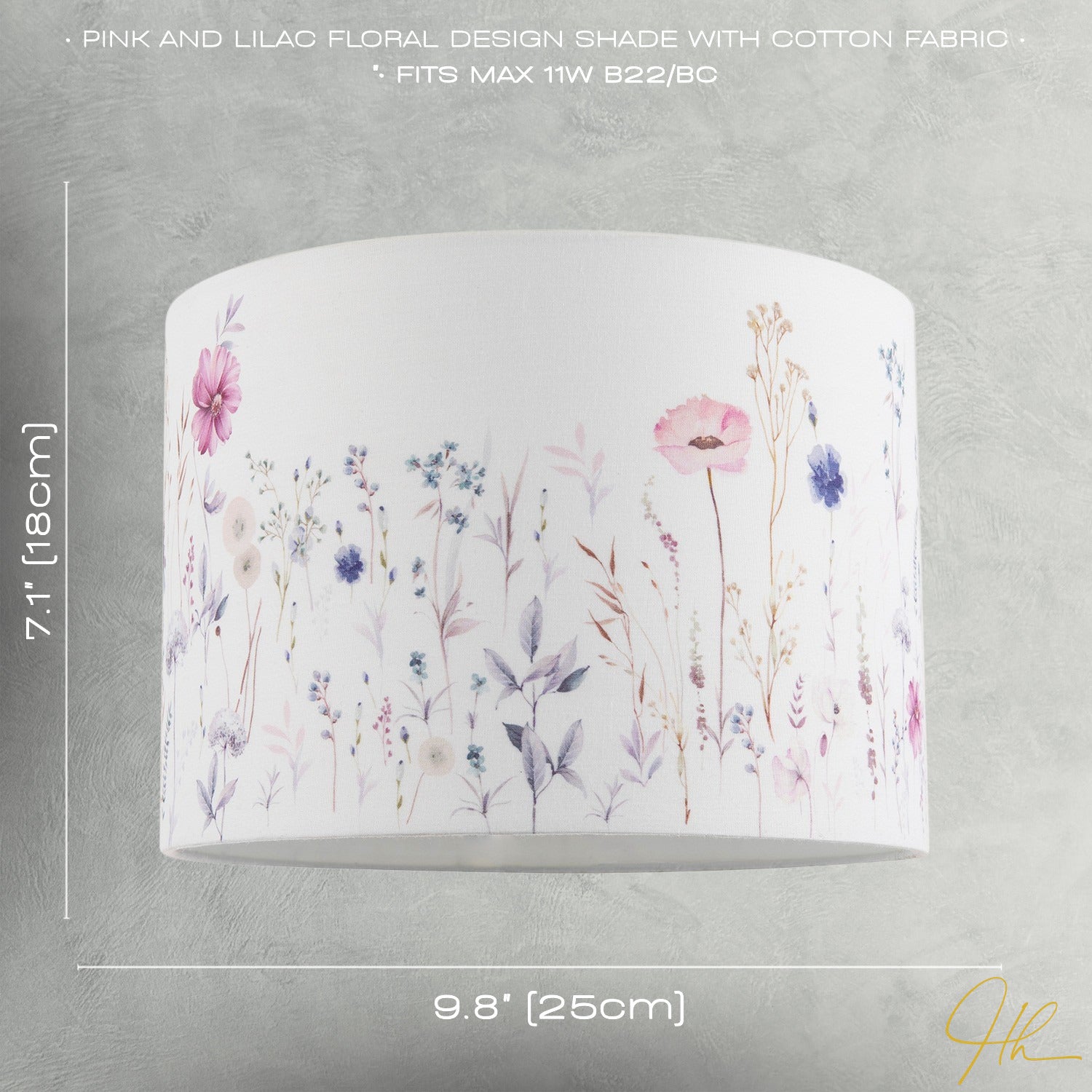 Pink and Lilac Floral Round Lamp Shade with White Cotton Inner Lining Image 7