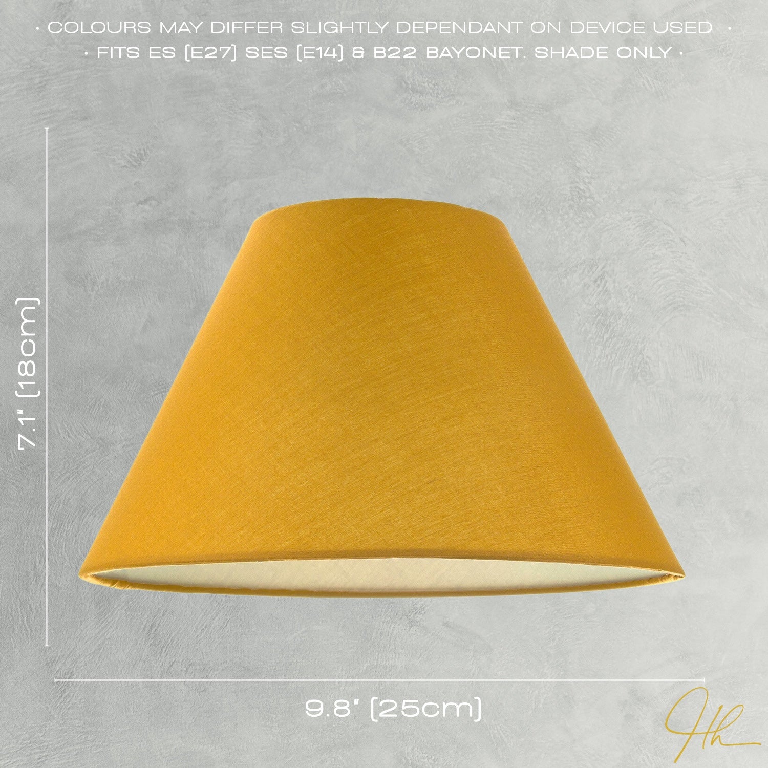 10 Inch Mustard Ochre Cotton Coolie Shade for Table Lamp or Pendant Image 6