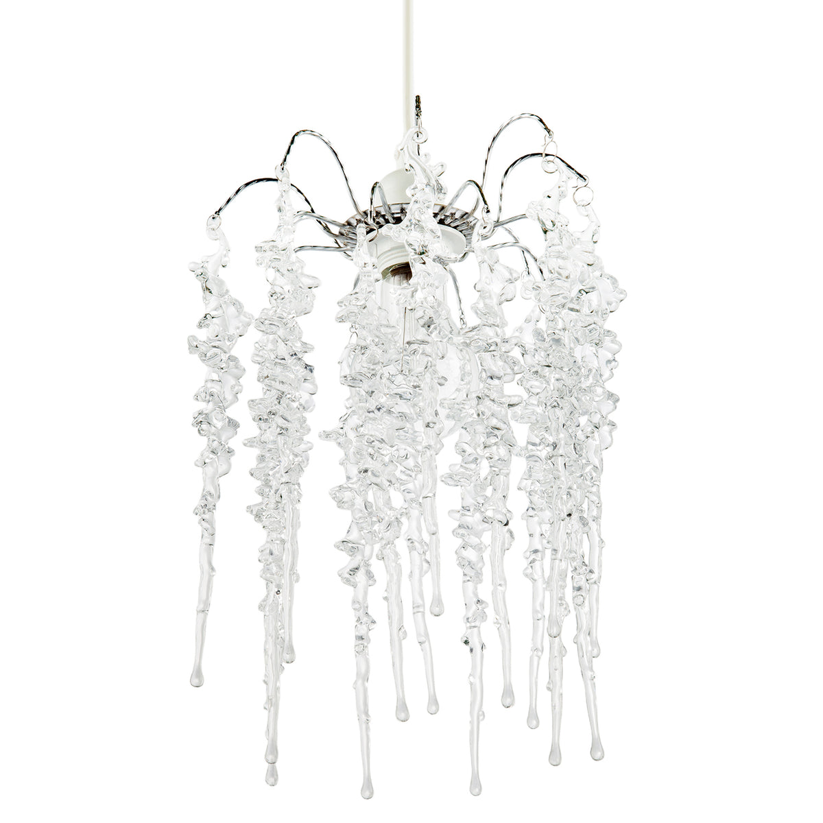 Waterfall Style Pendant Light Shade with Cascading Clear Icicle Drops Image 4