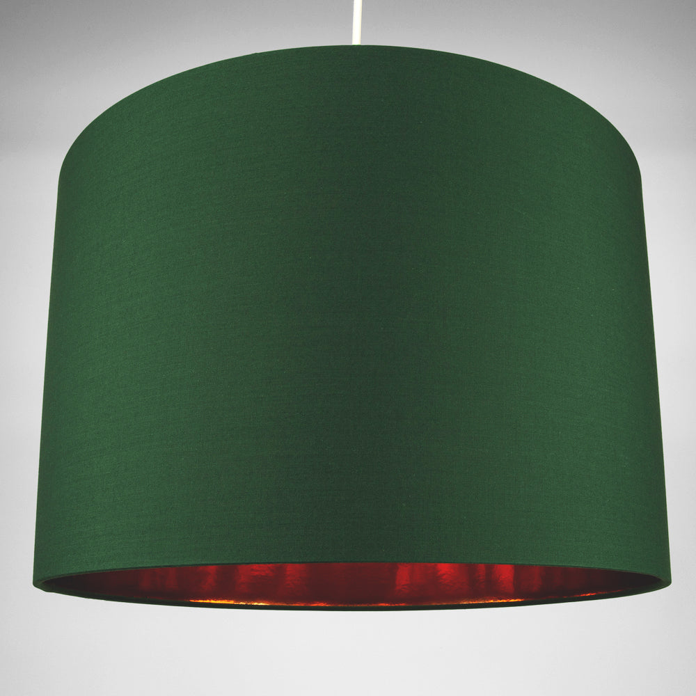 Modern Forest Green Cotton 16" Floor/Pendant Lamp Shade with Shiny Copper Inner Image 6