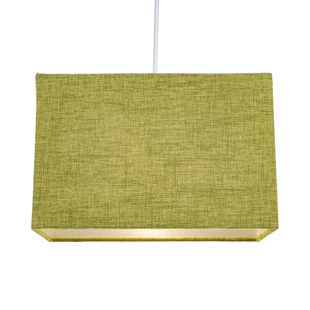 Contemporary and Sleek Olive Linen Fabric Rectangular Lamp Shade 60w Maximum Image 2