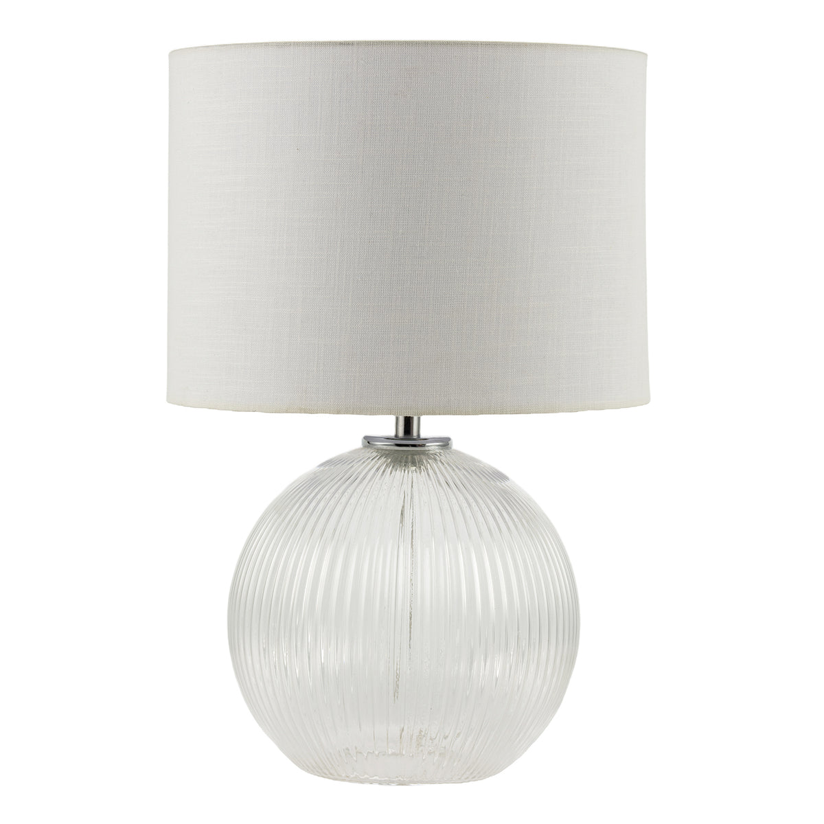 Elegant Table Lamp with Spherical Clear Ribbed Glass Base and Shade Image 1