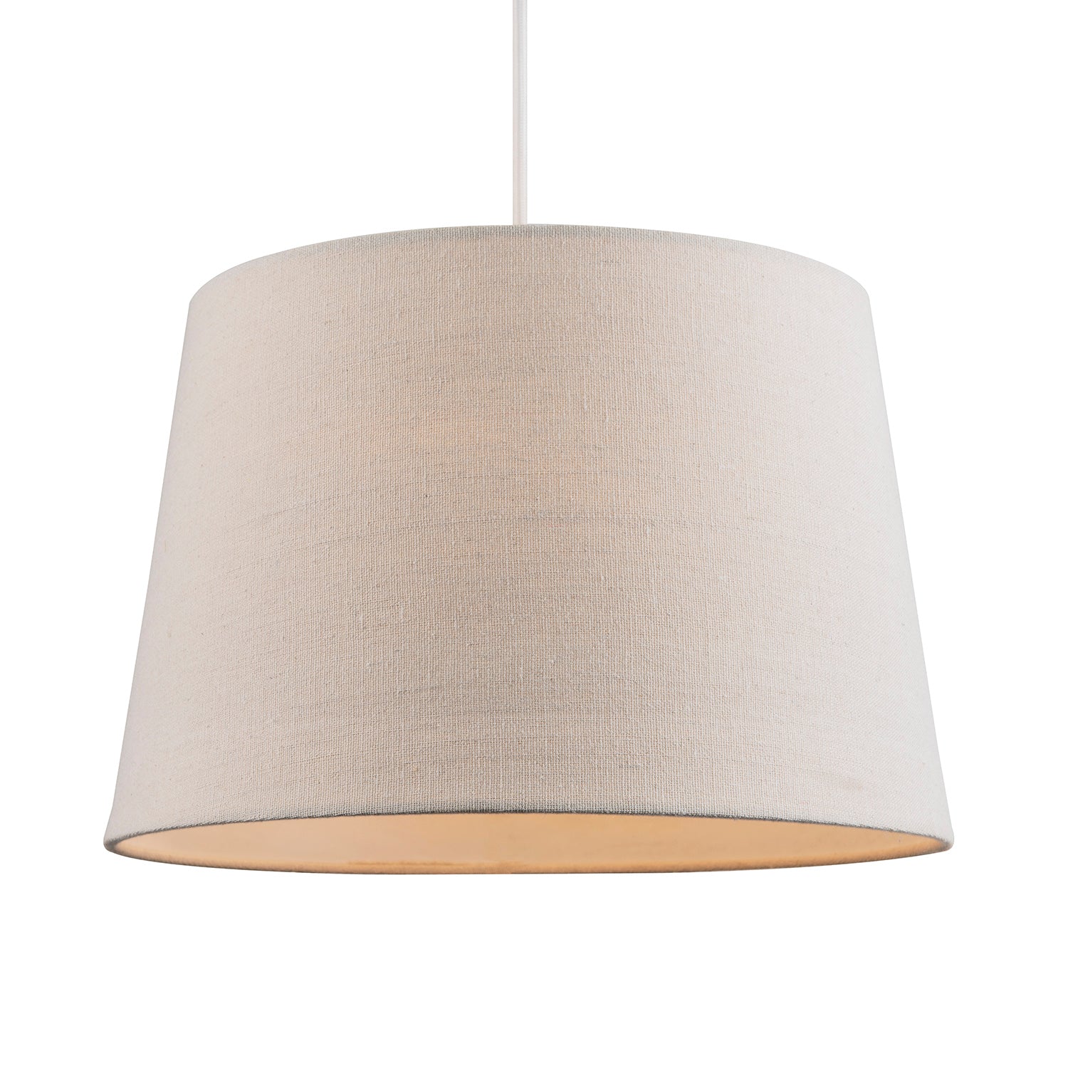 Contemporary Light Cream Linen Fabric Drum Lampshade with Cotton Inner Image 2