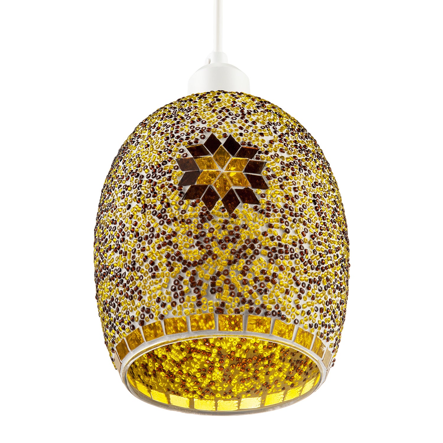 Dome Shaped Pendant Light Shade with Glass Mosaic Beaded Construction Image 4