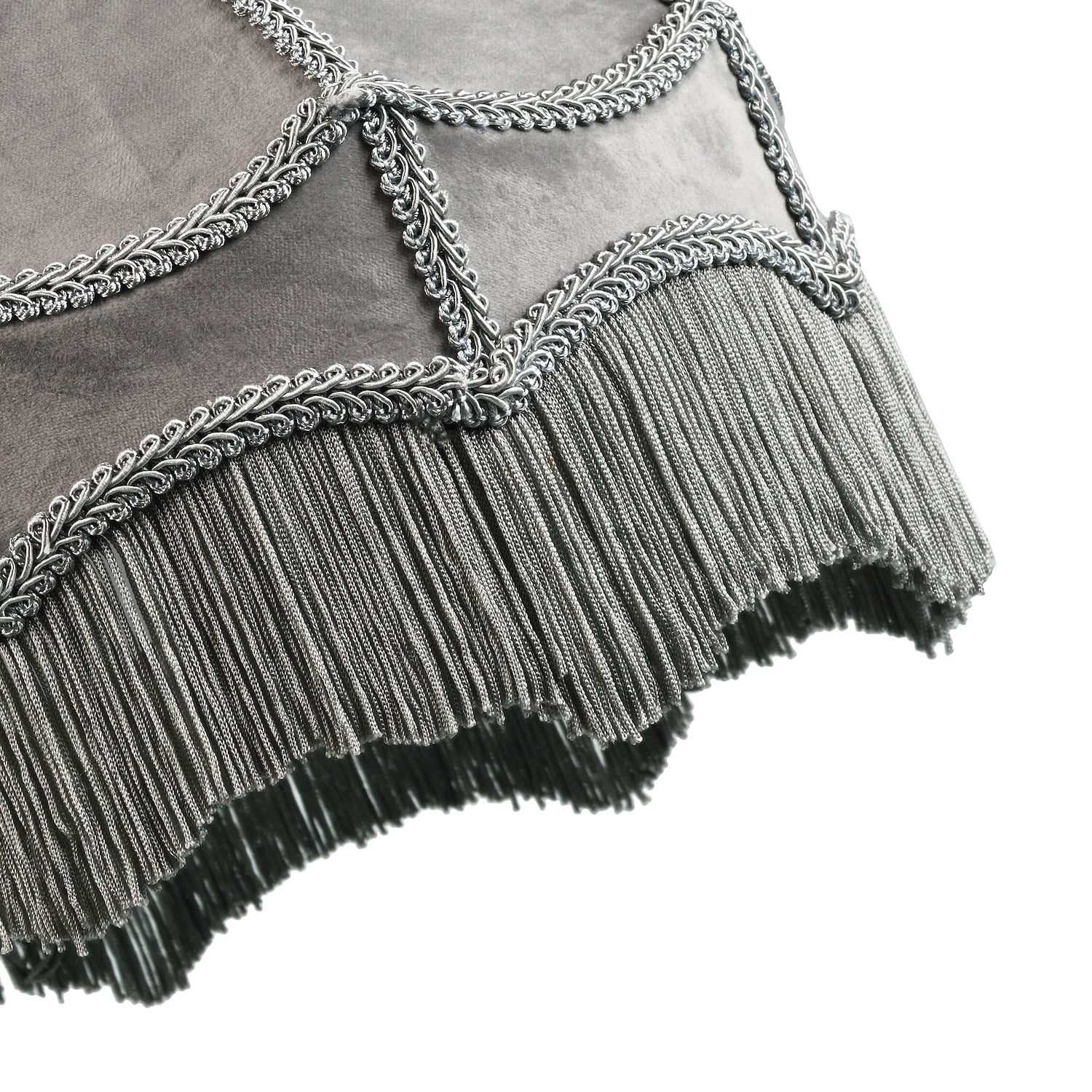 Traditional Victorian Empire Lampshade in Soft Dove Grey Velvet with Tassels Image 4