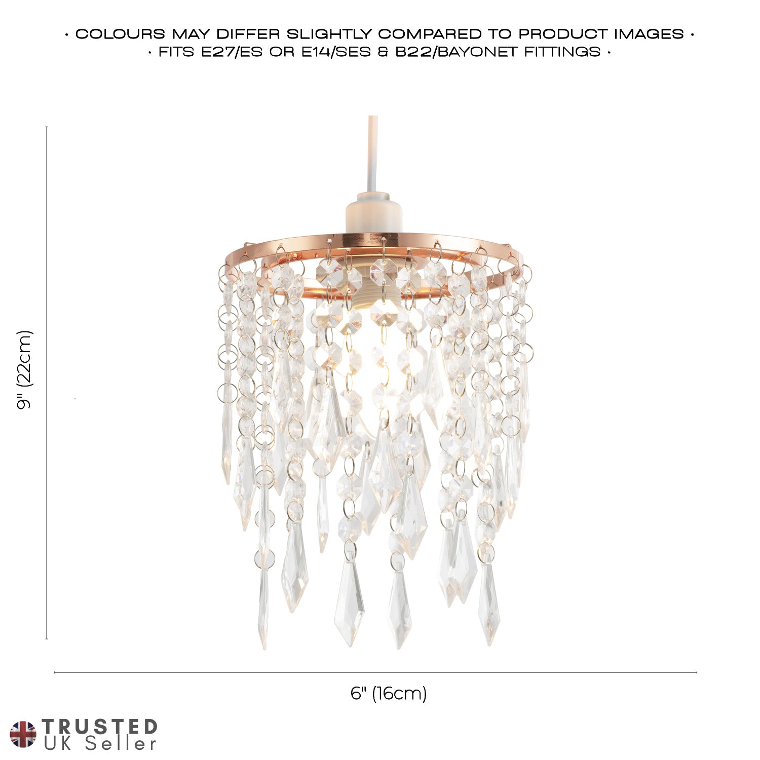 Modern Waterfall Design Copper Pendant Shade with Clear Acrylic Drops and Beads Image 7