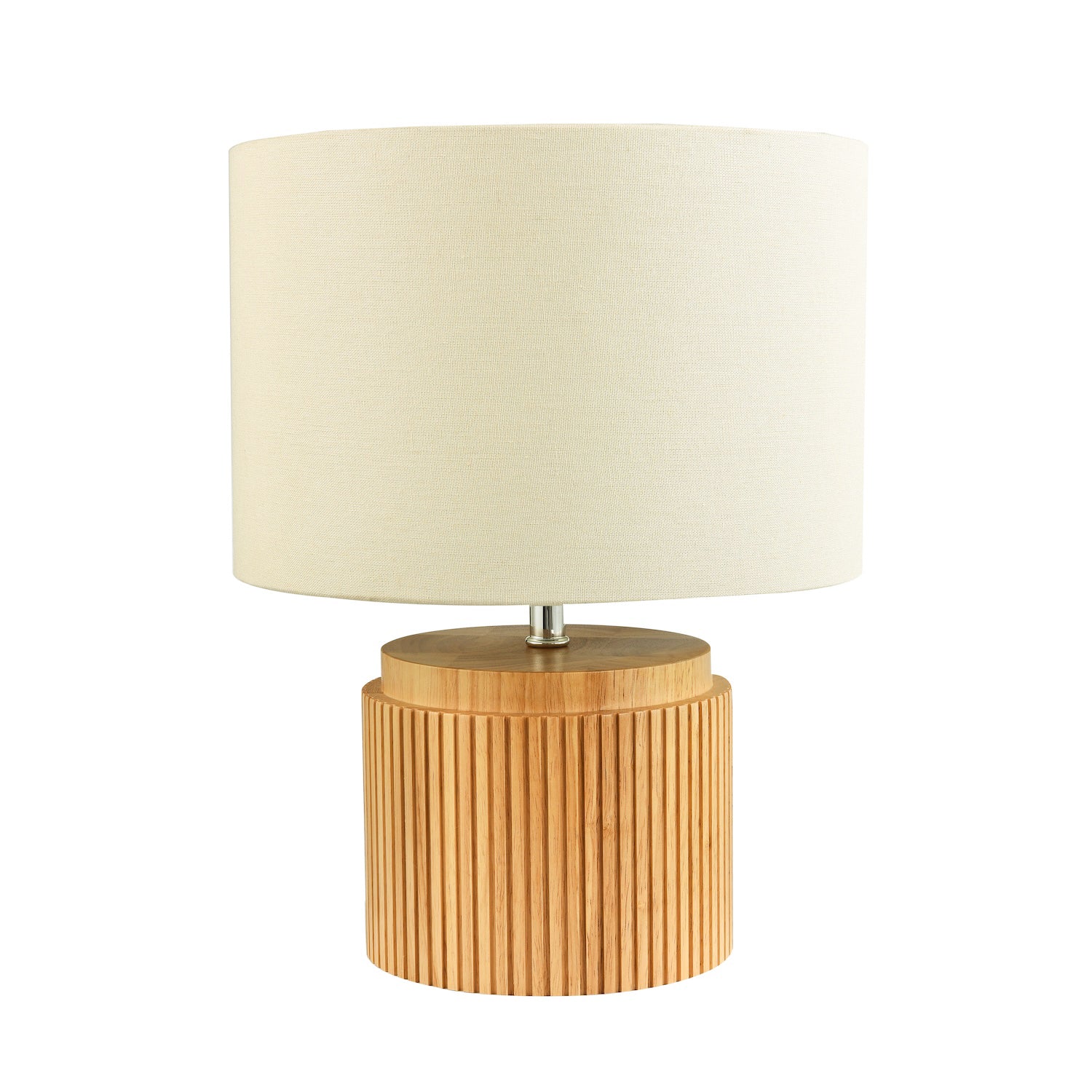 Classic and Stylish Real Wooden Table Lamp with Natural Cream Linen Fabric Shade Image 1