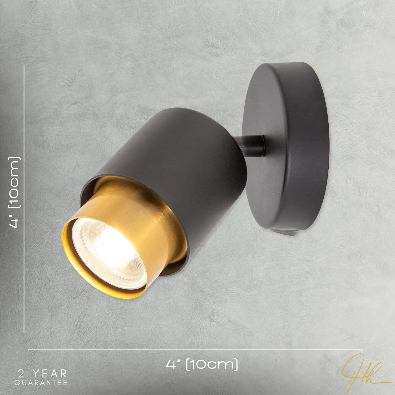 Modern Matte Black Spot Wall Light Fitting with Inner Gold Metal Image 7