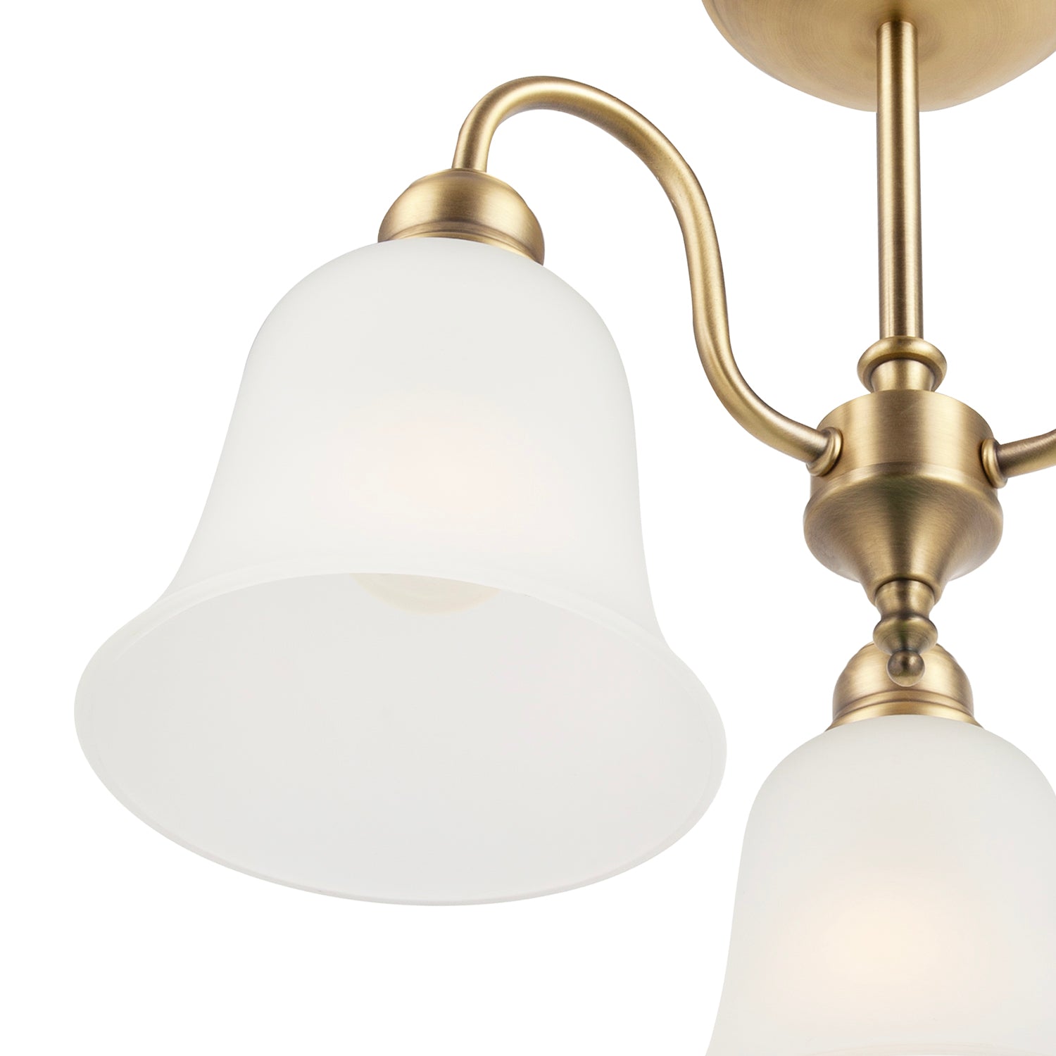 Classic and Ornate Aged Brass Ceiling Light Fitting with Glass Shades Image 5