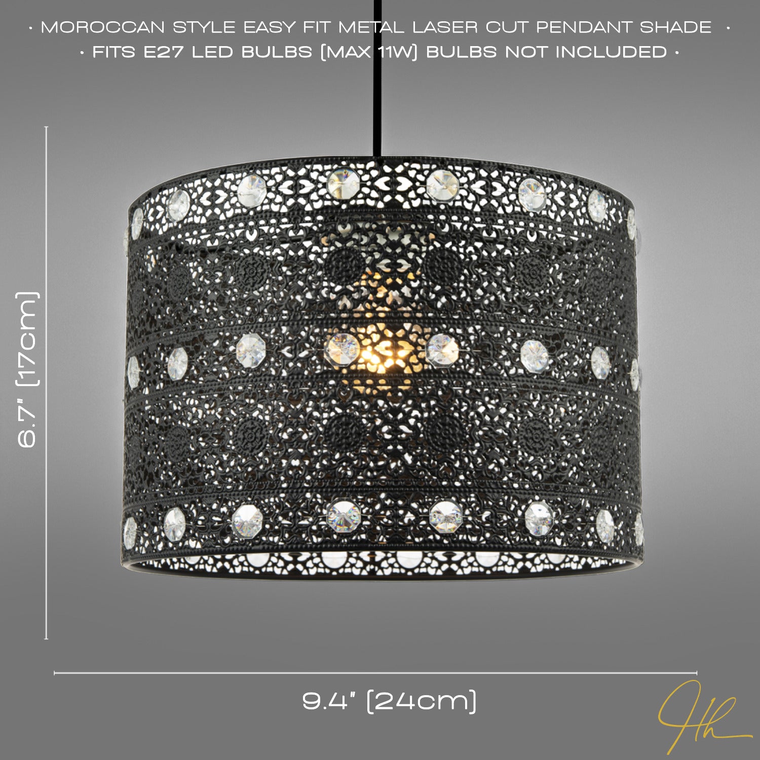 Classic Matte Black Acrylic Gem Moroccan Style Chandelier Pendant Light Shade Image 6