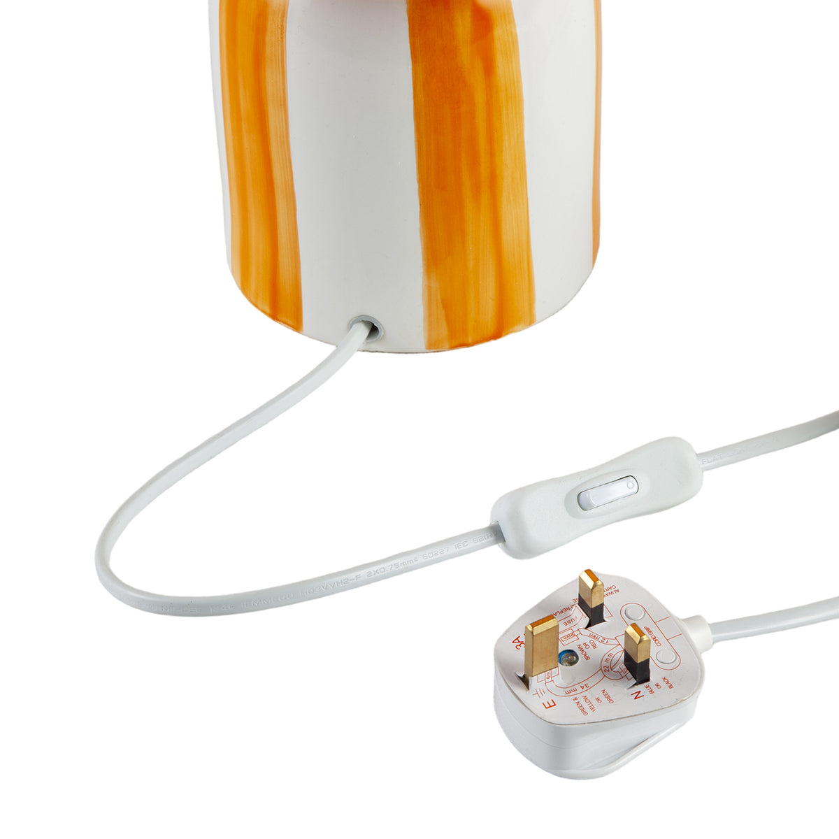 Hand Brushed Orange Striped Ceramic Table Lamp with Drum Fabric Shade Image 5