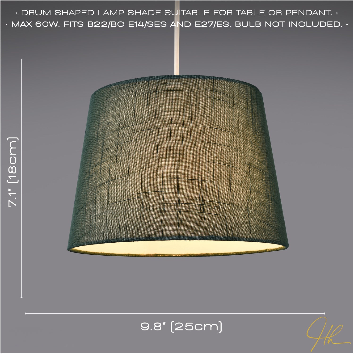 Modern Deep Forest Green Linen Fabric Drum Lamp Shade for Table or Pendant Image 6