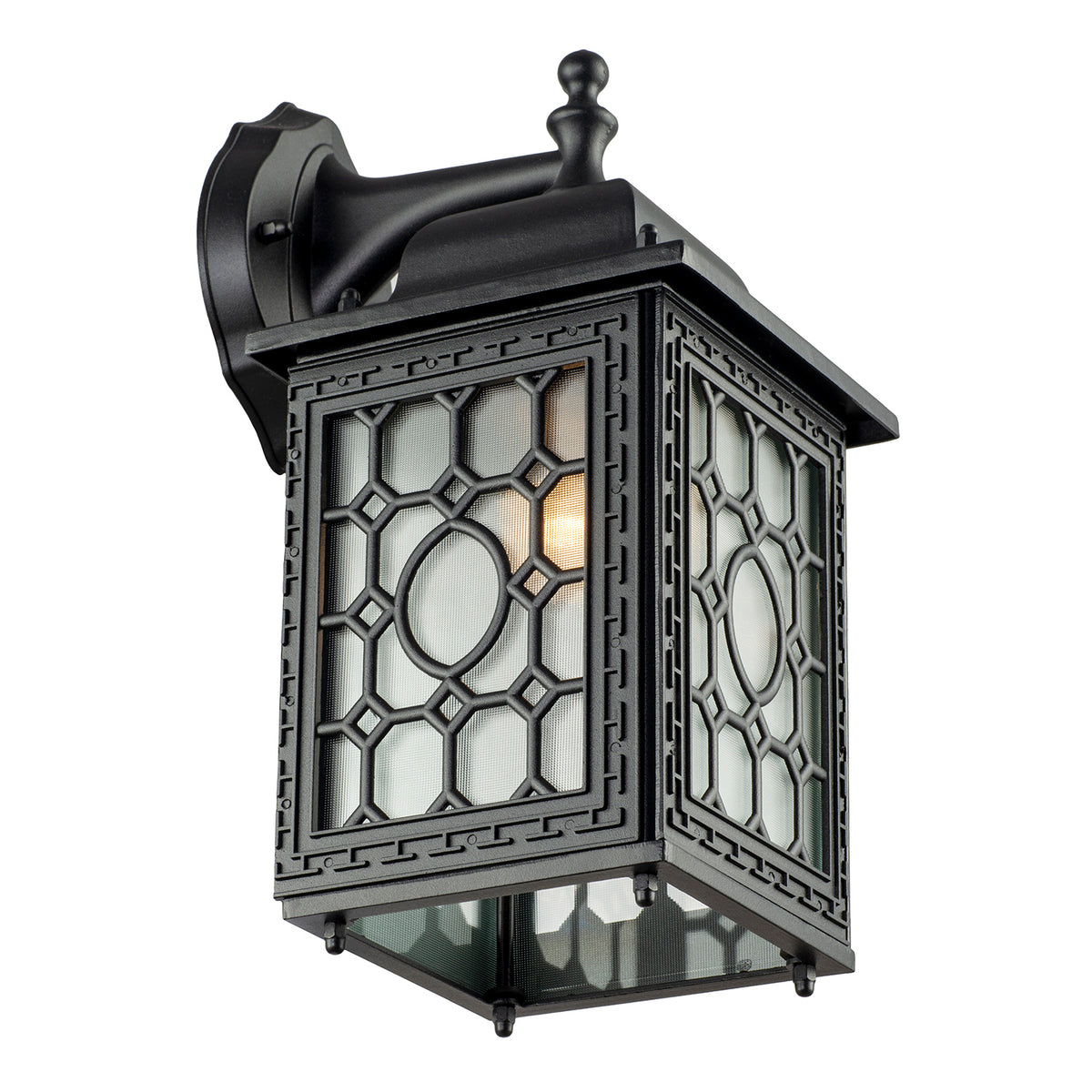 Ornate Heritage Lantern Style Matte Black Outdoor Wall Light Fitting Image 3