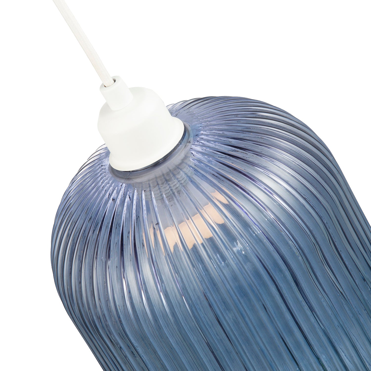 Contemporary Chic Navy Midnight Blue Line Ribbed Glass Pendant Light Shade Image 4