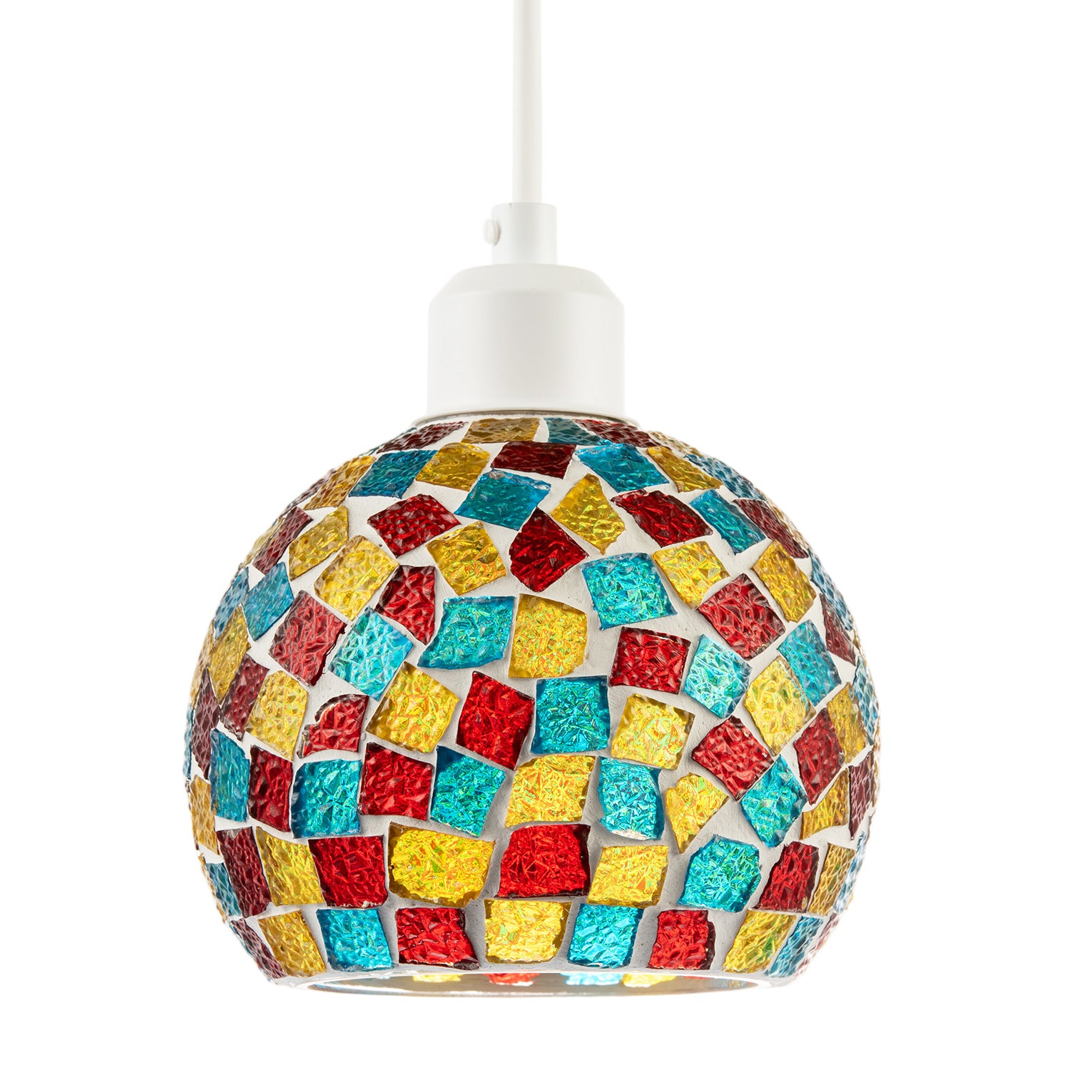 Multi-Colour Geometric Mosaic Dome Pendant Ceiling Lighting Shade Image 1