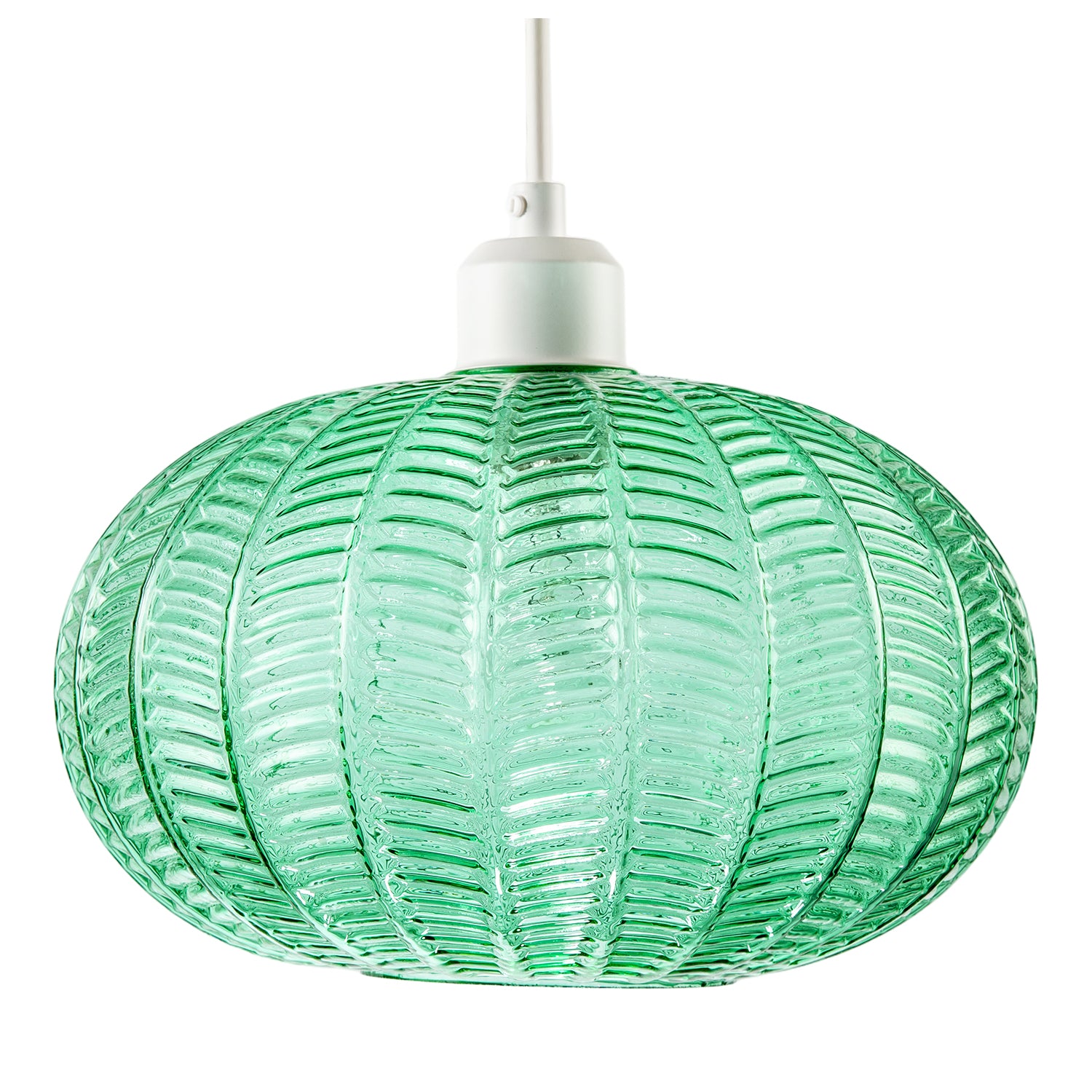 Emerald Green Glass Globe Pendant Light Shade with 3D Vertical Ribbing Image 8