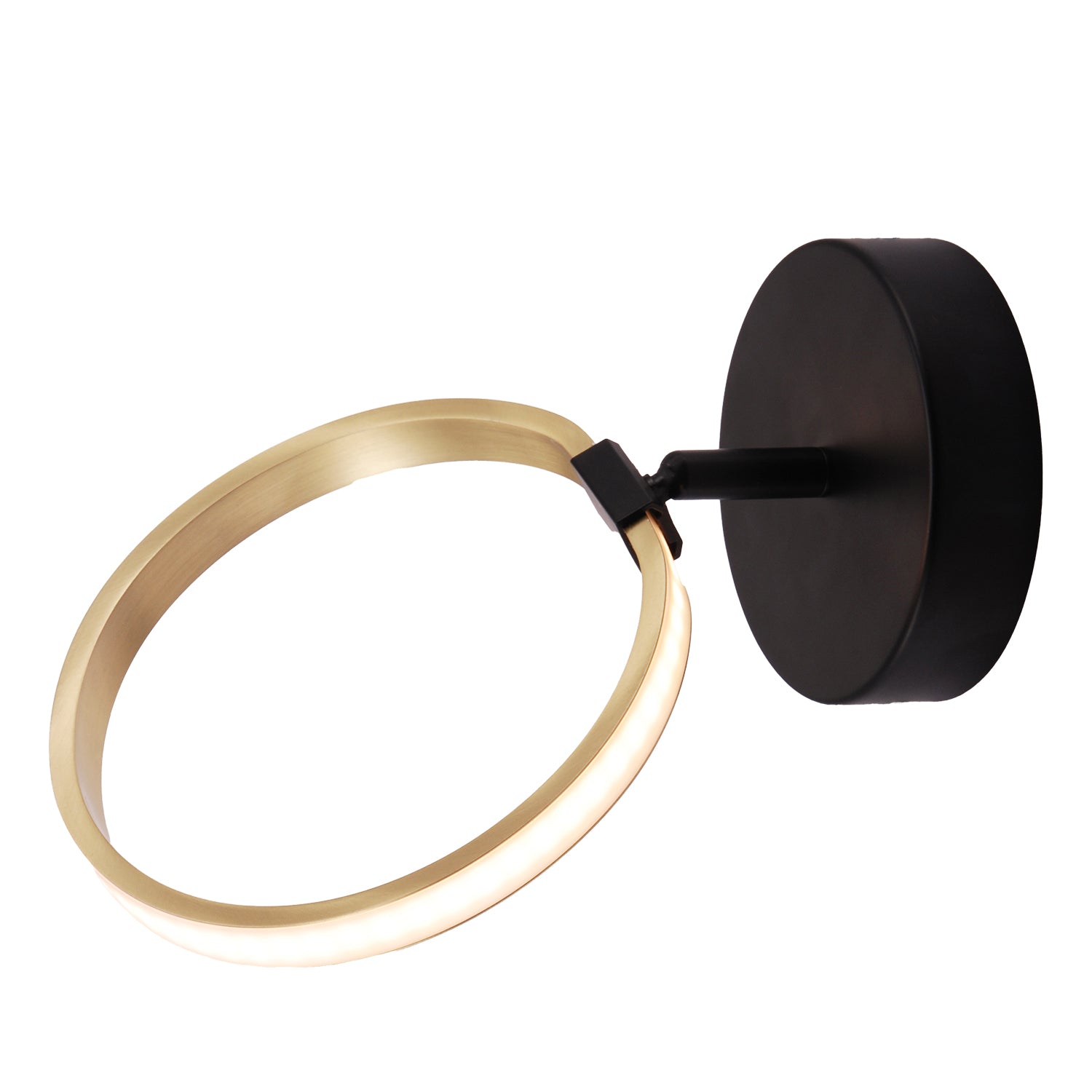 Modern Fully Adjustable Gold Ring LED Ceiling or Wall Light with Mat Black Base Image 5