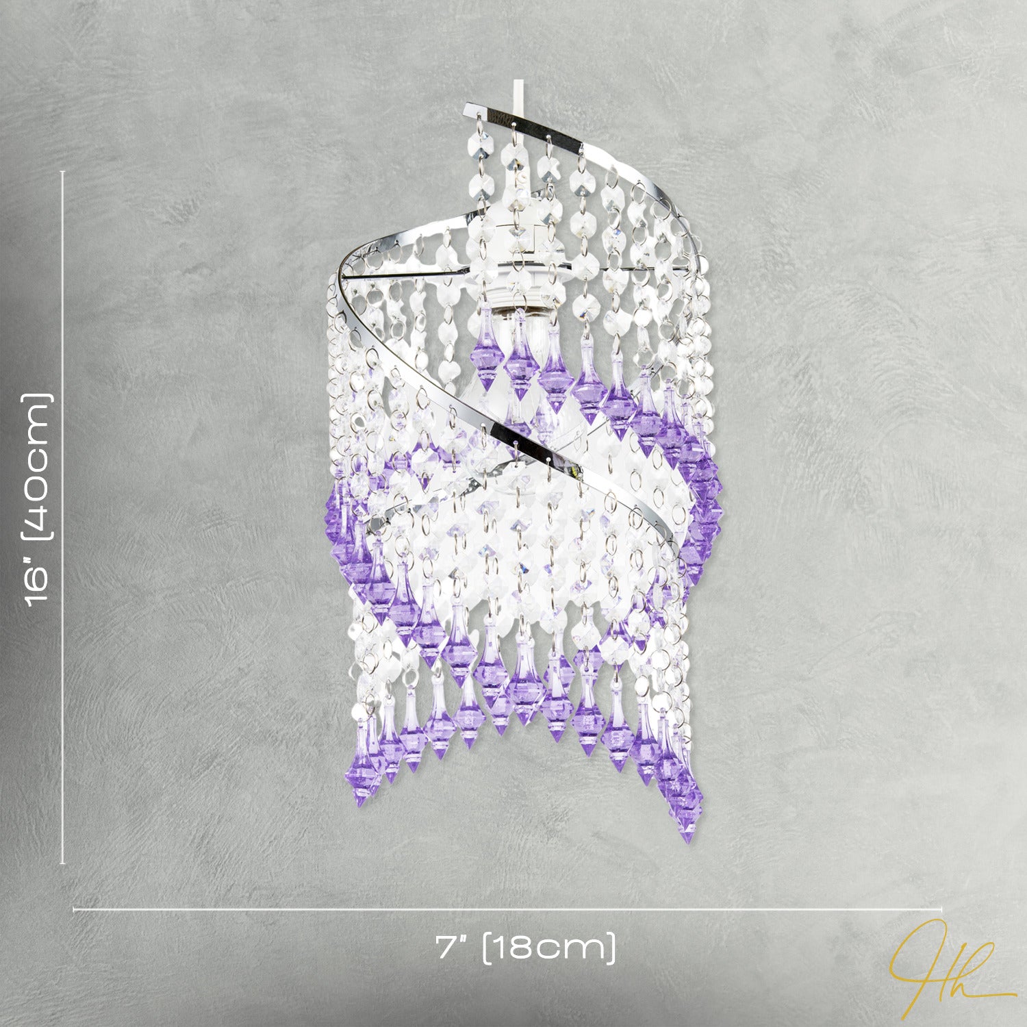 Modern Spiral Waterfall Pendant Shade with Purple and Clear Acrylic Image 7