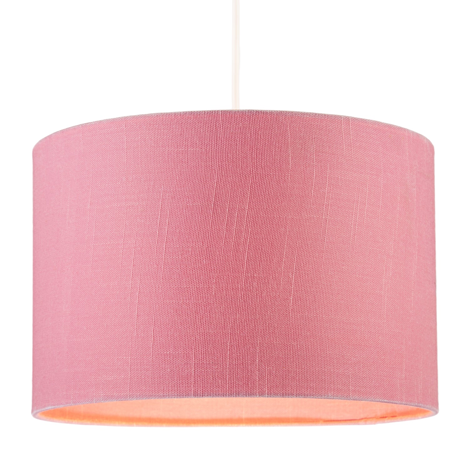 Modern Designer Candy Pink Textured Linen Fabric Circular Lamp Shade Image 2