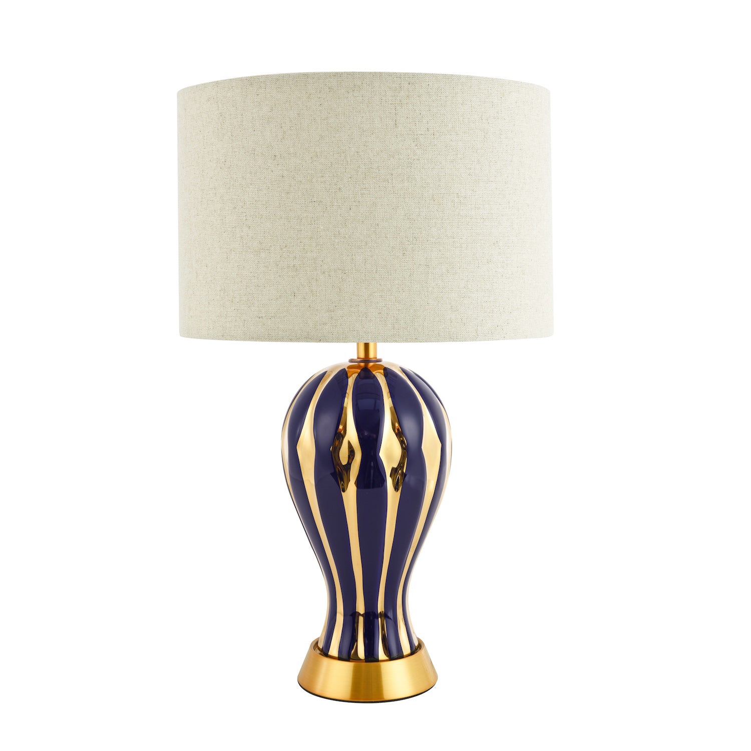 Traditional Glossy Navy Midnight Blue and Polished Gold Ceramic Table Lamp Base Image 4