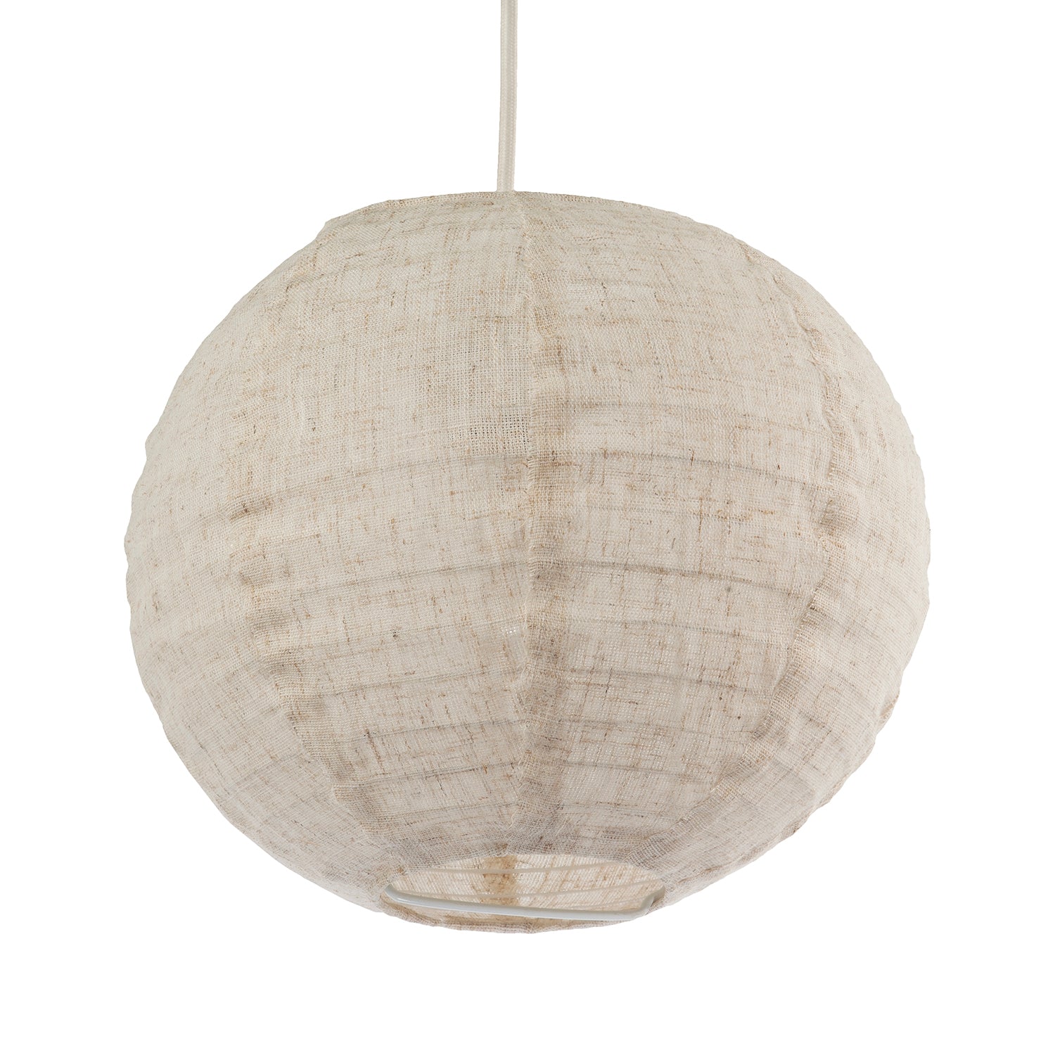 Chic Natural Linen Fabric Oatmeal Spherical Pendant Lighting Shade Image 4