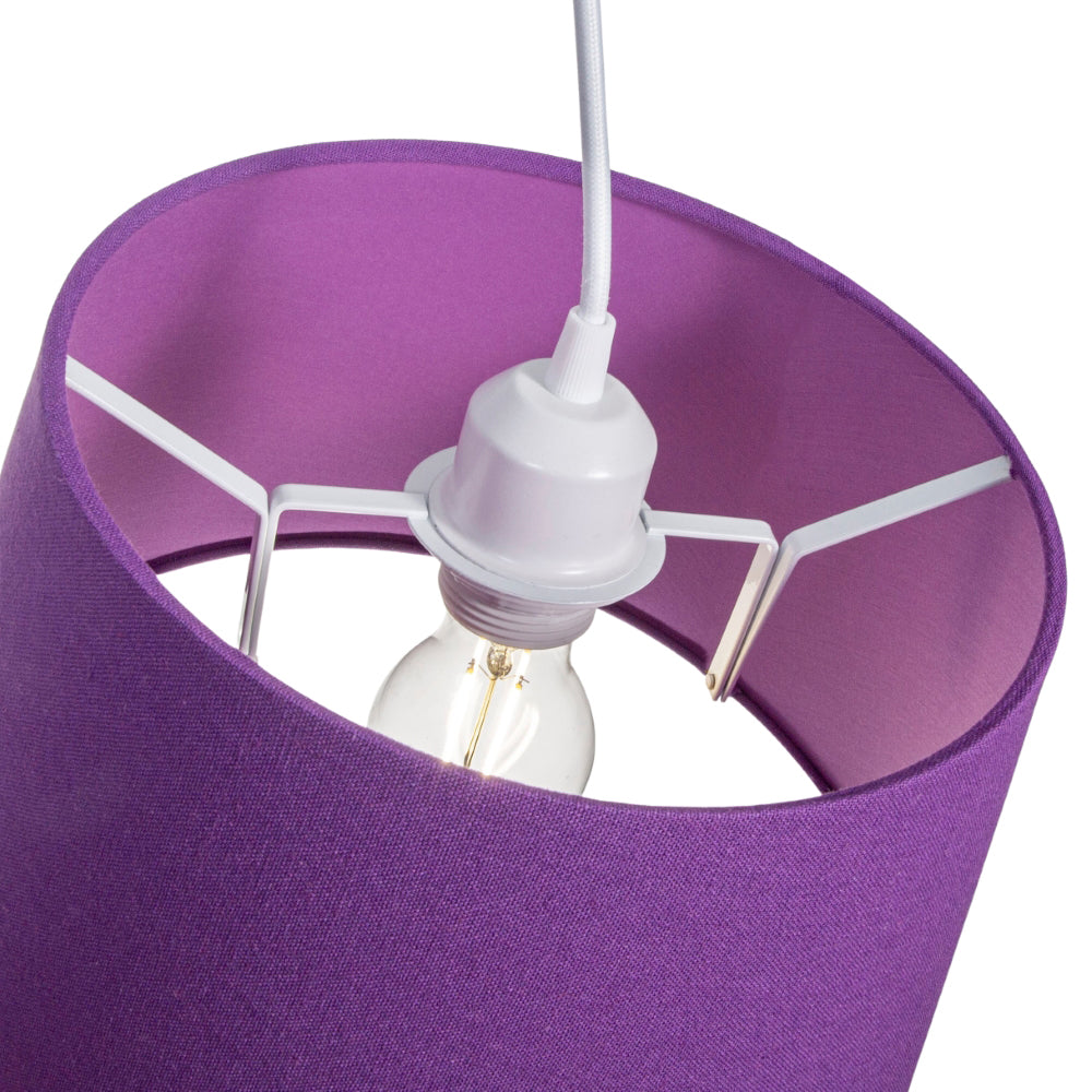 Traditional 30cm Purple Linen Fabric Drum Table/Pendant Shade 60w Maximum Image 3