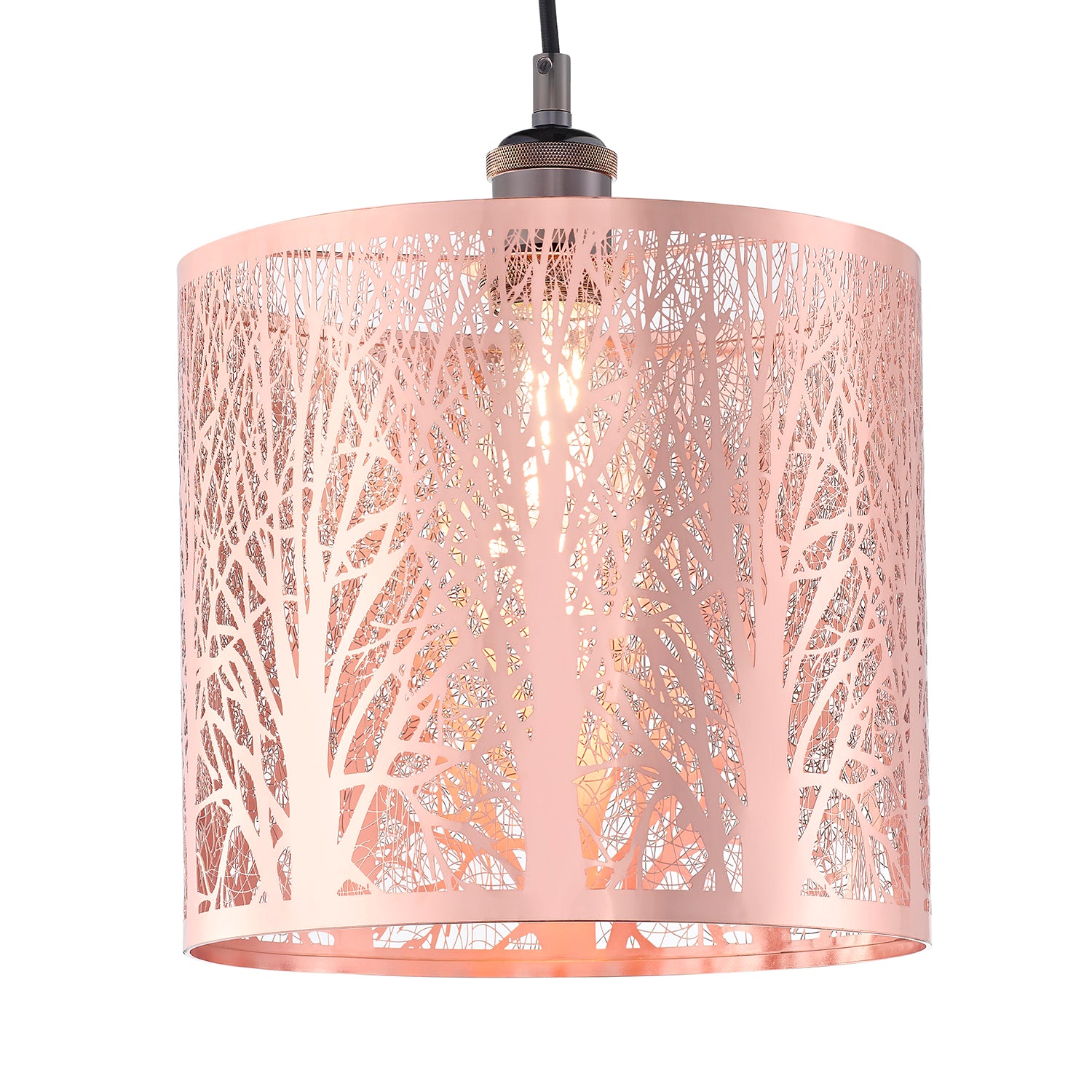 Unique and Beautiful Polished Copper Metal Forest Design Ceiling Pendant Shade Image 2