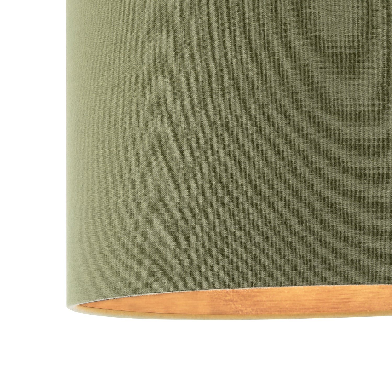Sleek Olive Green Lamp Shade in Linen Fabric with Bronze Resin Inner Image 3