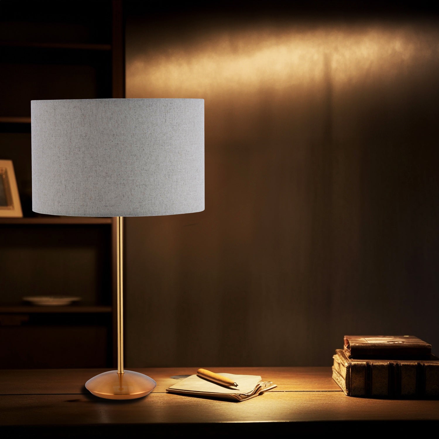 Contemporary and Sleek Brushed Gold Metal Table Lamp Base with Inline Switch Image 6