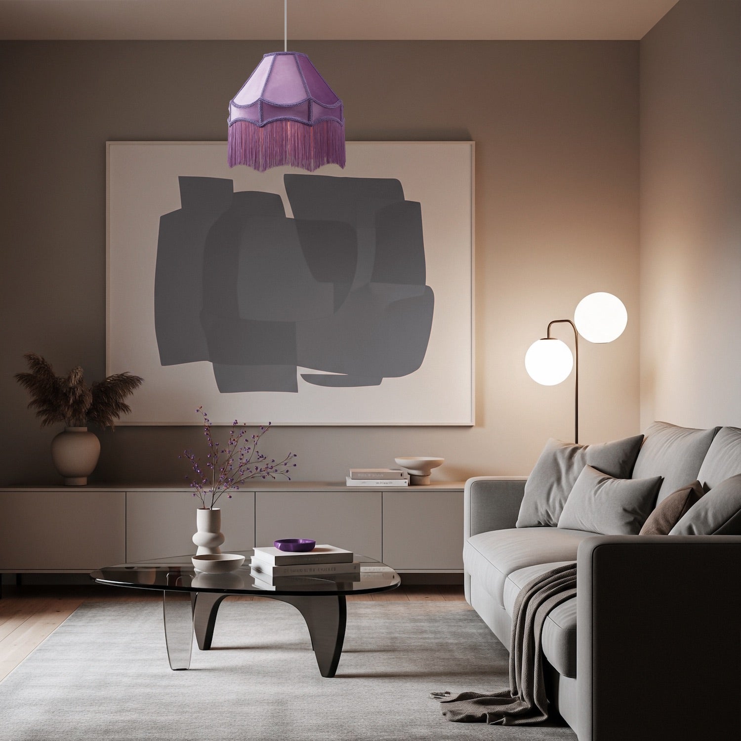 Traditional Victorian Empire 40cm Lamp Shade in Lilac with Tassels Image 6