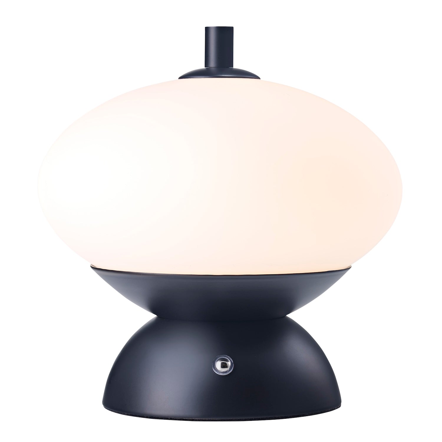 Black Domed Rechargeable Touch Dimmable Table Lamp with Frosted Glass Shade Image 2