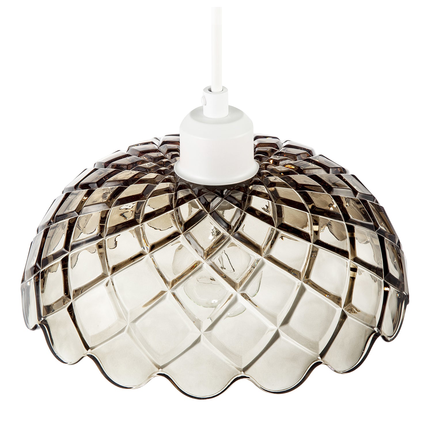 Smoked Grey Pendant Lighting Shade with Scalloped Edge Silhouette Image 3