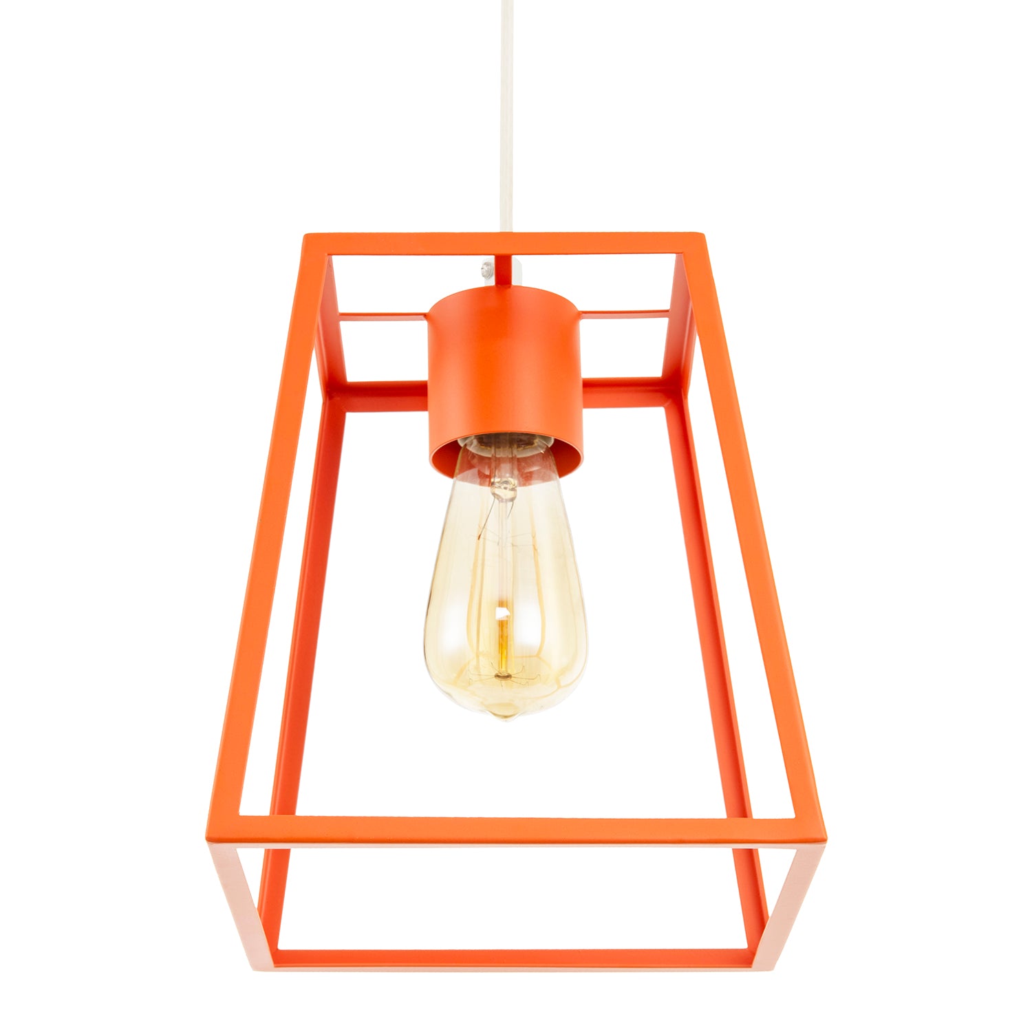 Industrial Lantern Lamp Shade in Orange with Square Top and Bottom Image 5