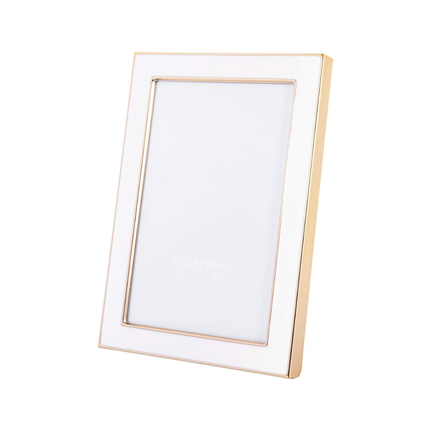 Modern Designer Shiny Gold Metal and White 4x6 Picture Frame for Wall or Table Image 2