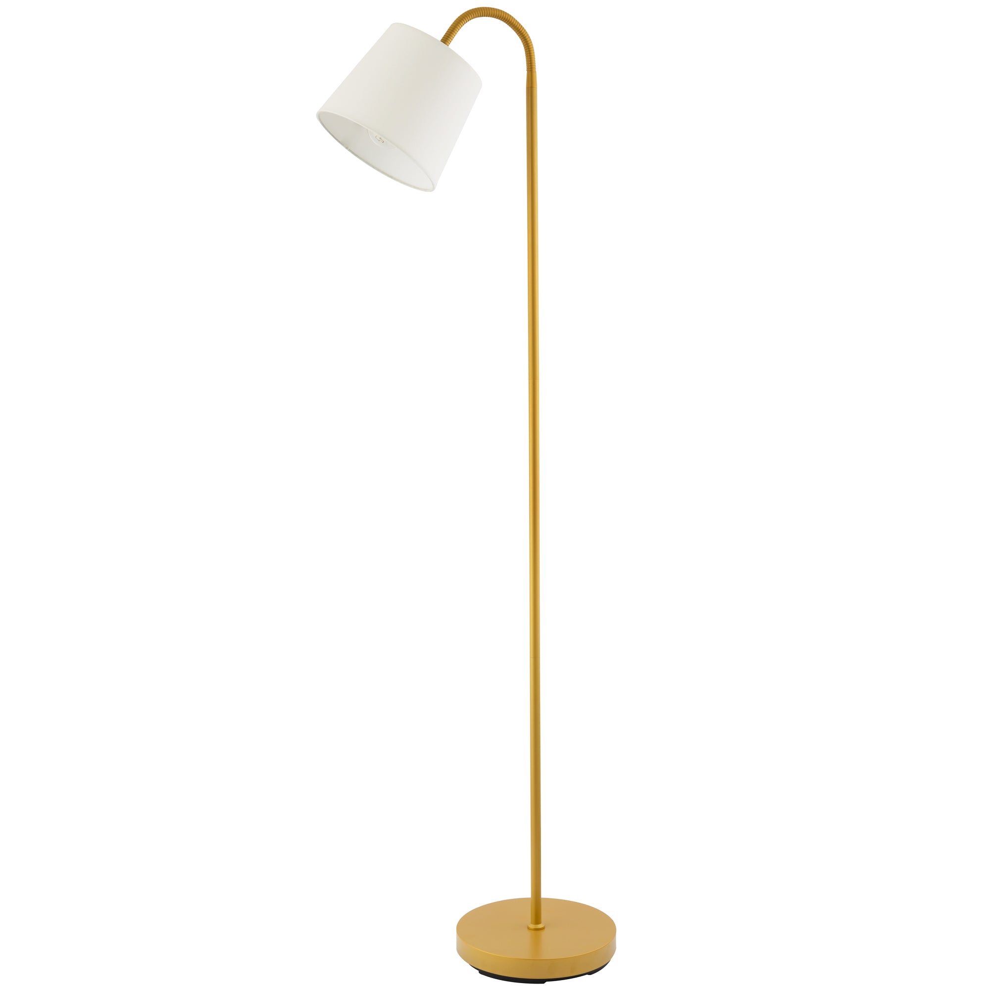 Designer Chic Standing Floor Lamp in Satin Gold with White Cotton Fabric Shade Image 2