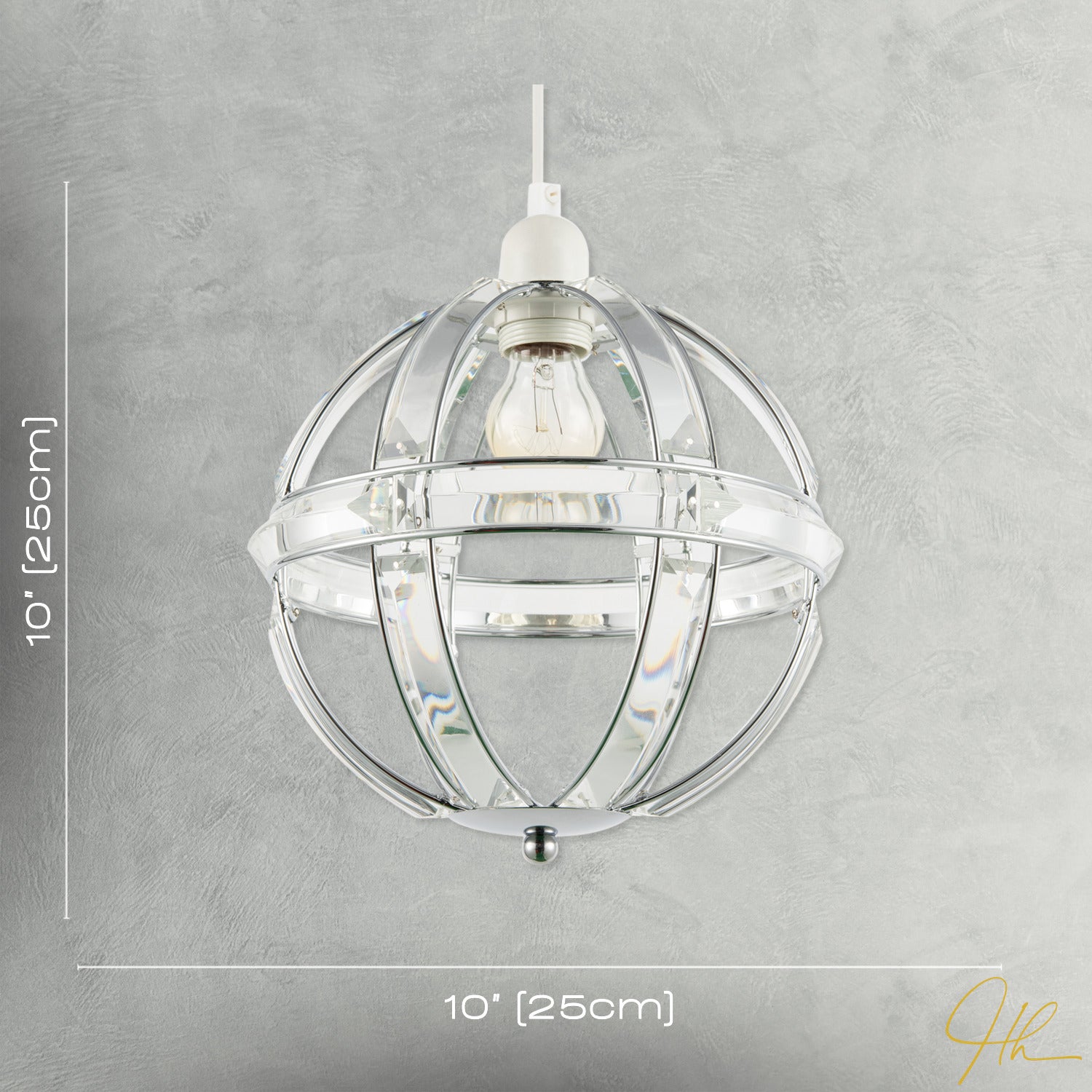 Modern Designer Spherical Chrome and Clear Acrylic Pendant Light Shade Image 7