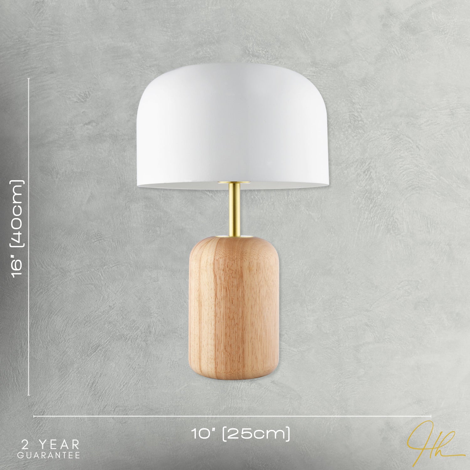 Modern Designer Wooden Table Lamp with White Gloss Domed Metal Shade Image 7