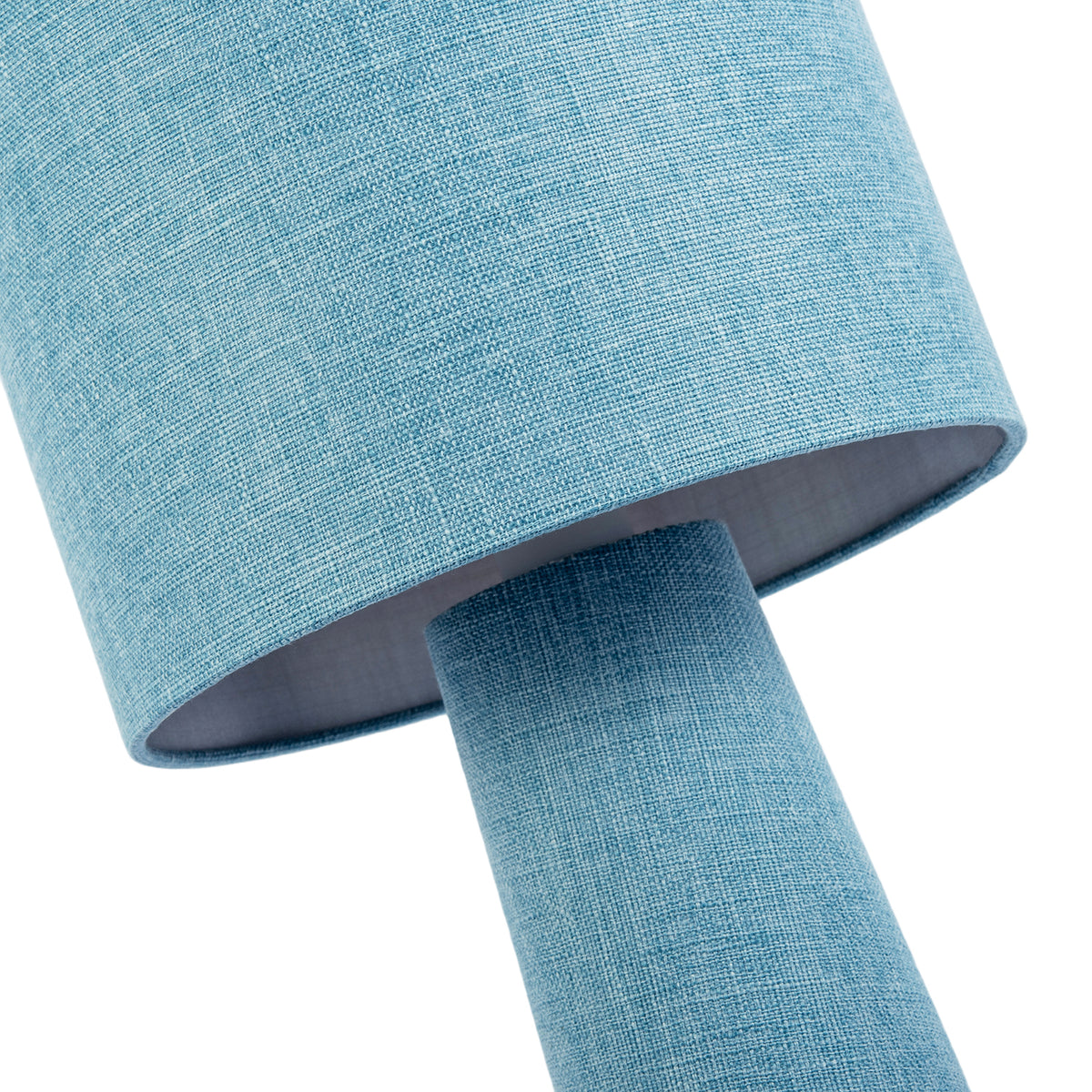 Modern Blue Nova Linen Fabric Floor Lamp with Drum Shade and Base Image 5