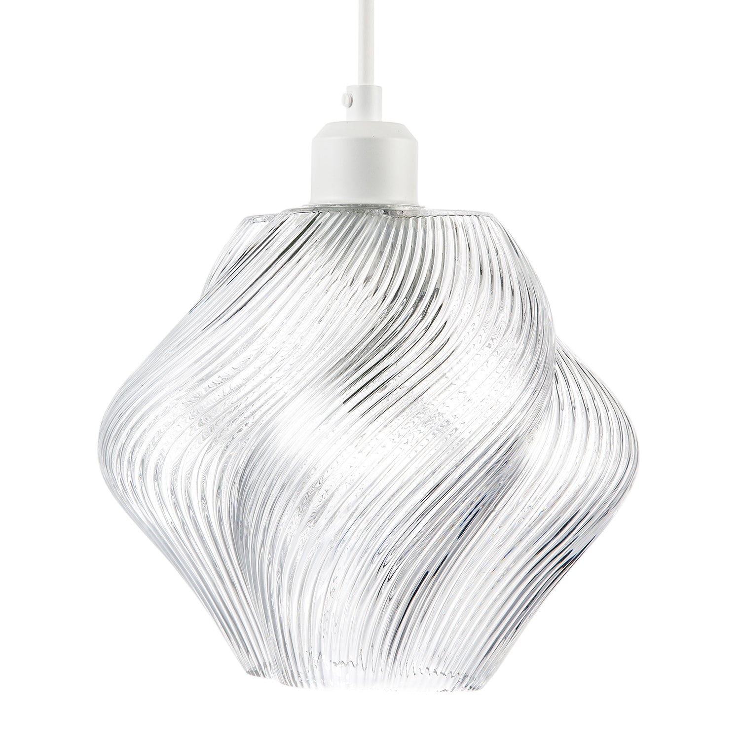 Modern Clear Twisted Glass Pendant Light Shade with Etched Grooves Image 4