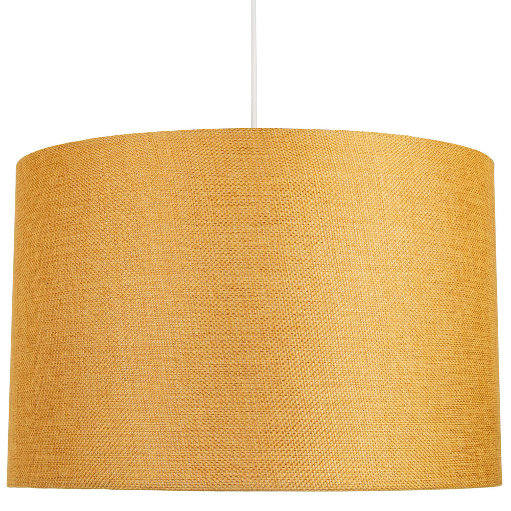 Contemporary and Sleek 14 Inch Ochre Linen Fabric Drum Lamp Shade 60w Maximum Image 5