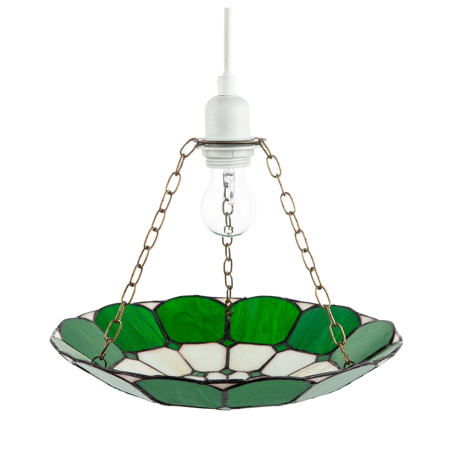 Dark Emerald Green and Opal White Tiffany Glass Pendant Lighting Shade Image 3