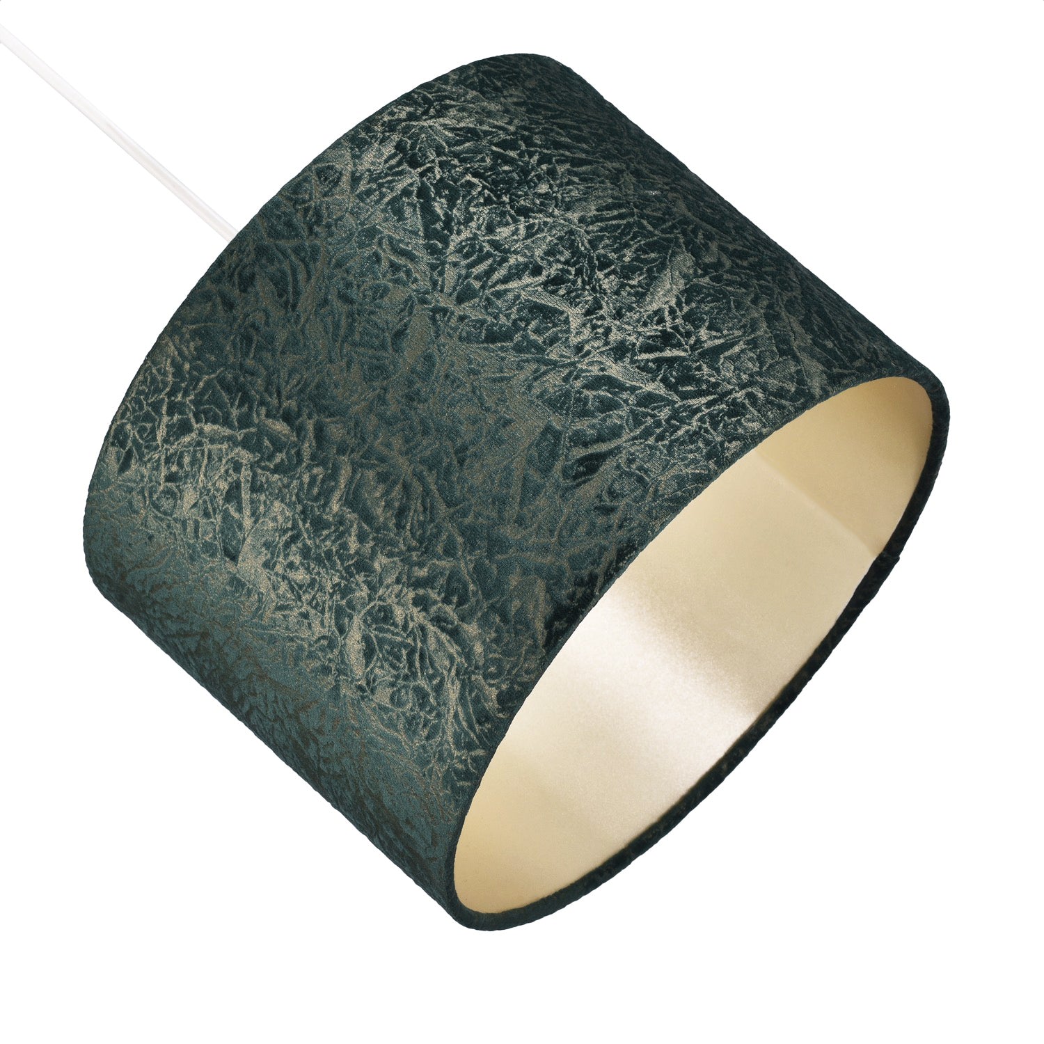 Dark Forest Green Velvet Crinkle 10 Inch Lampshade with Champagne Satin Lining Image 3